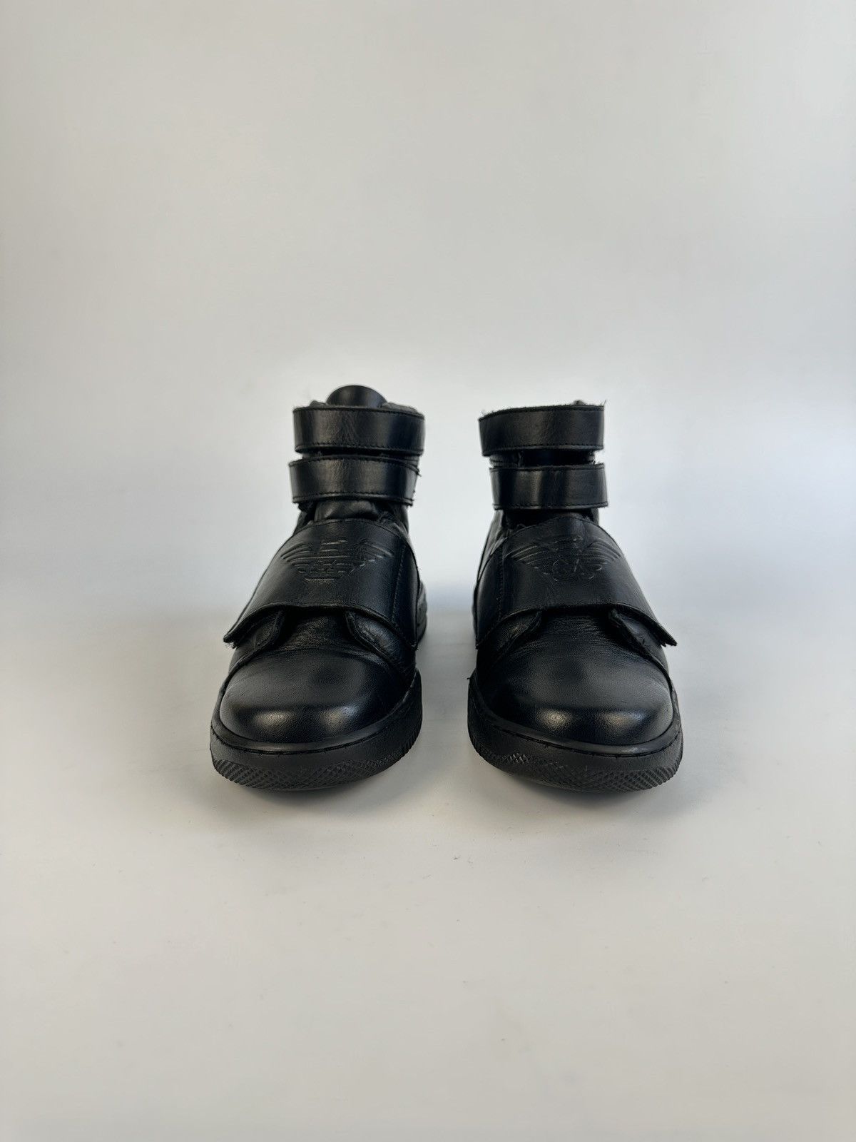 Armani ARMANI JUNIOR Black Leather High Top Ankle Boots Sneakers 37 Size US 7 / IT 37 - 3 Thumbnail