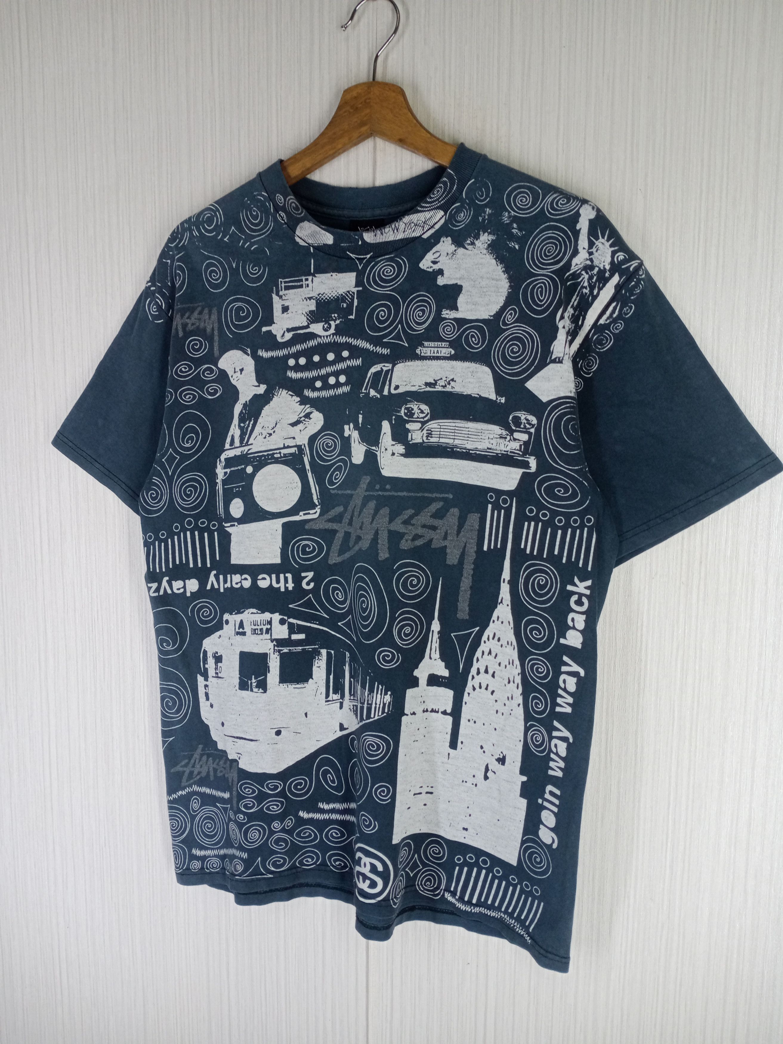 Stussy Crazy Rare Vintage Stussy Full Print New York Tshirt Size US M / EU 48-50 / 2 - 3 Thumbnail