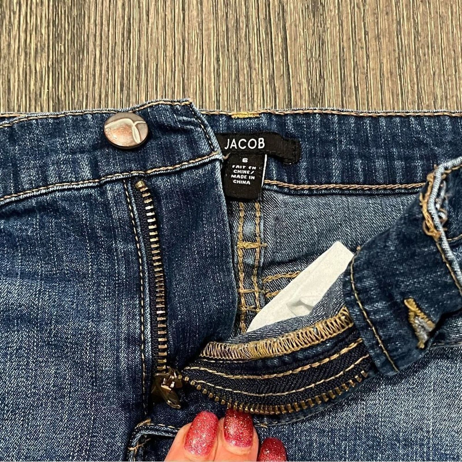 Vintage Jacob Denim Short Shorts Rolled Hem Dark Wash Size 6 Size 28" / US 6 / IT 42 - 2 Thumbnail