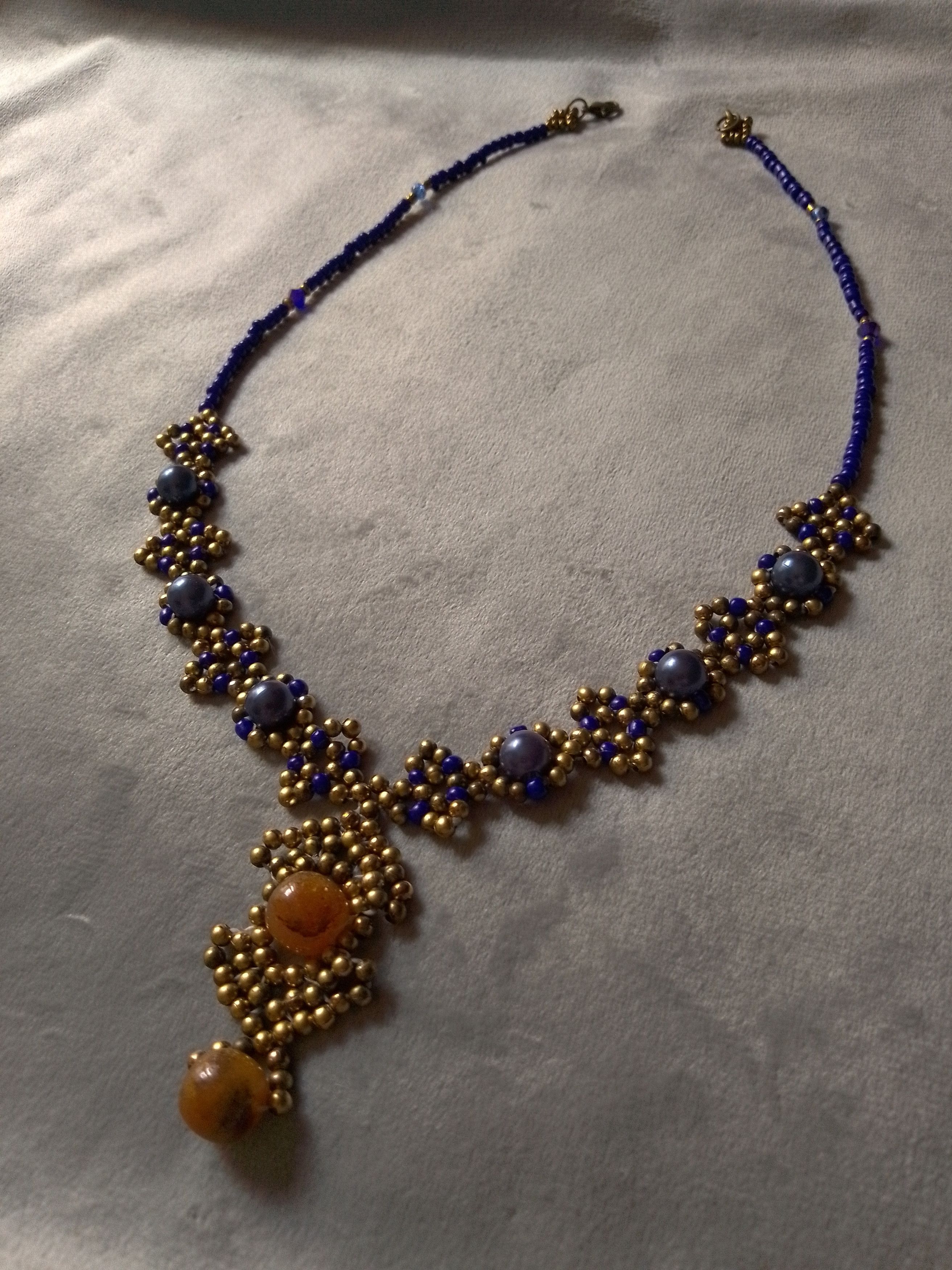 Handmade Vintage necklace Pendant with natural jade gemstones Size ONE SIZE - 4 Thumbnail