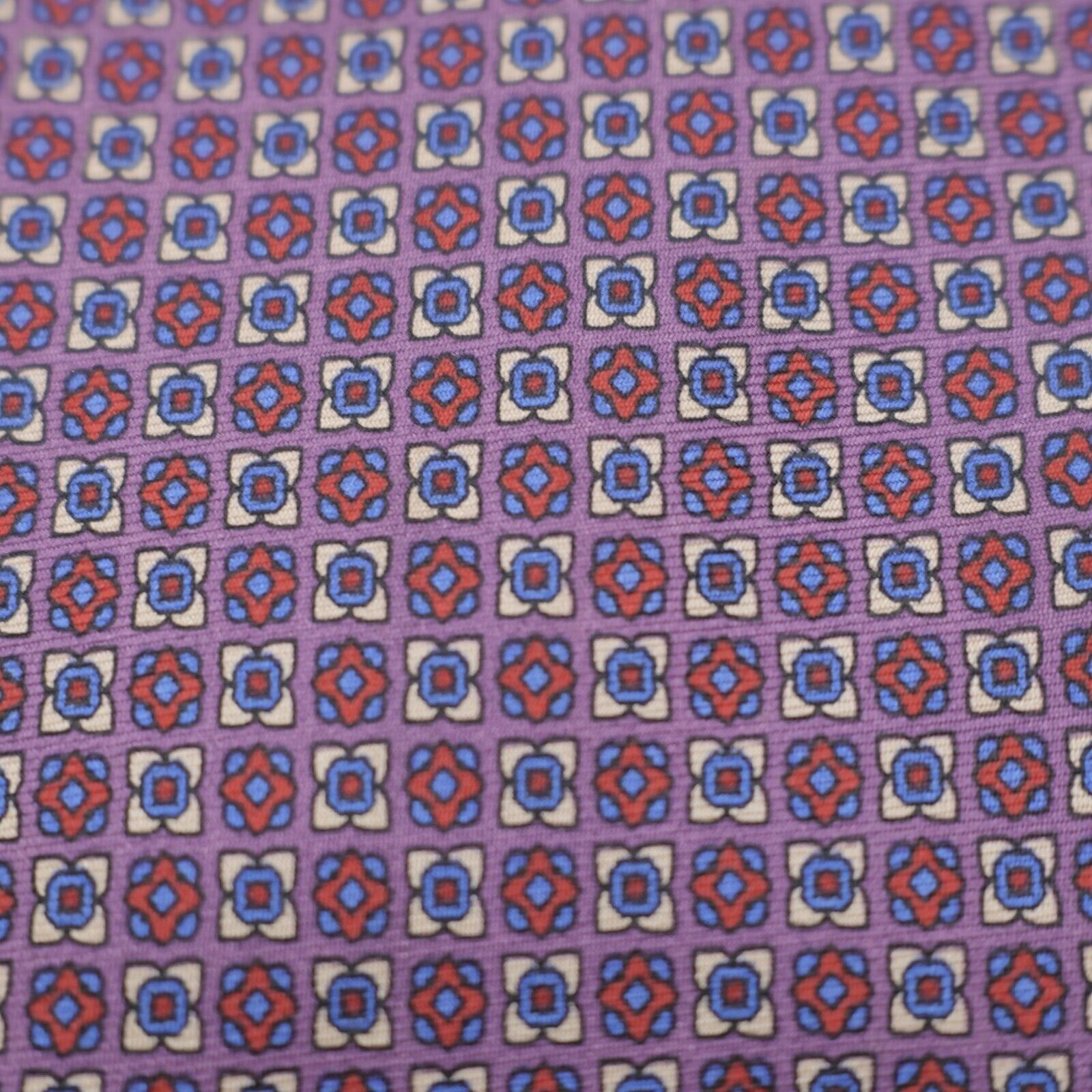 Designer Christopher Hayes Floral Geometric Print Purple Silk Tie Ita Size ONE SIZE - 2 Thumbnail