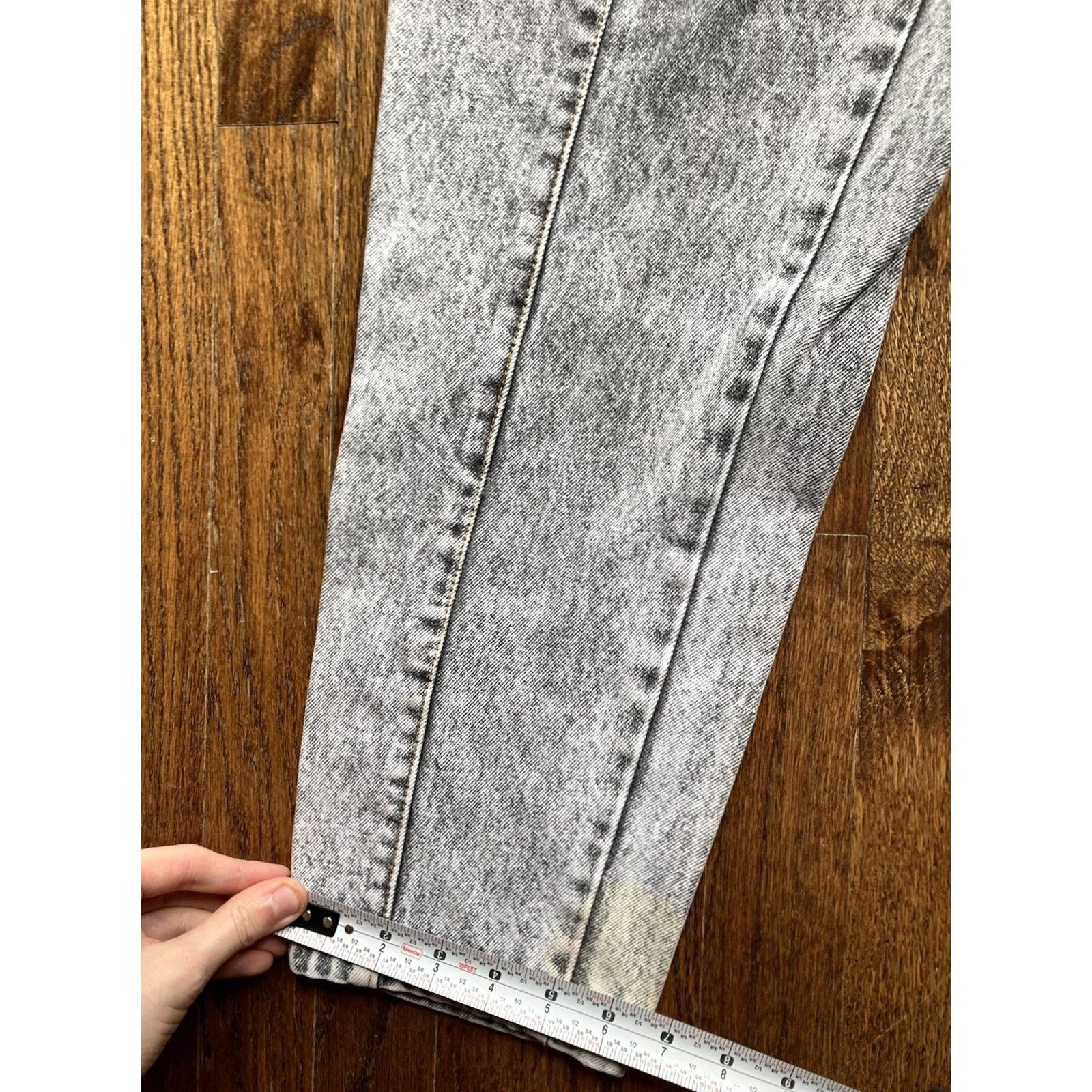 Jordache VINTAGE Jordache Jeans Womens 10 Gray Acid Wash 90s Straight Denim 28x29 Inseam 29 Pockets Regular Rise High Size 32" / US 10 / IT 46 - 3 Thumbnail