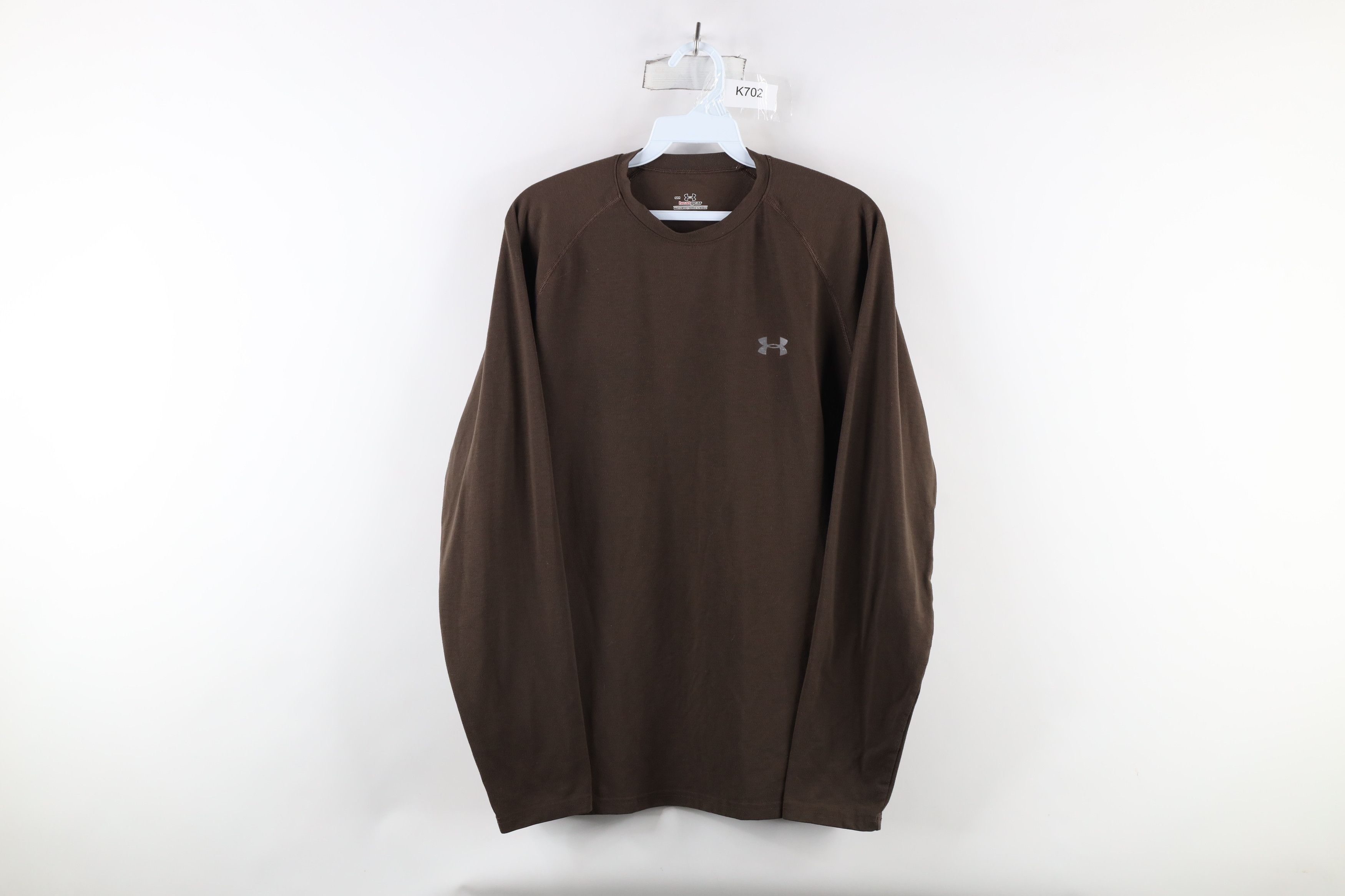Under Armour × Vintage Under Armour Knit Training Long Sleeve T-Shirt Brown Size US S / EU 44-46 / 1 - 1 Thumbnail