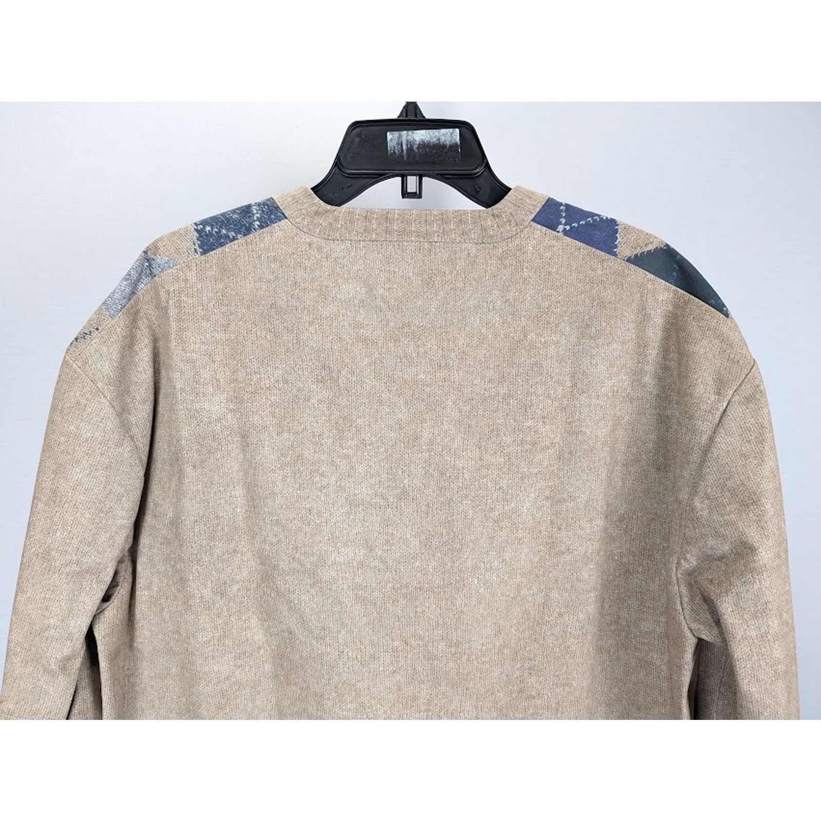 Bottega Veneta o1rshd1 Argyle Printed Leather Sweater in Camel/Grey/Blue Size US L / EU 52-54 / 3 - 10 Thumbnail