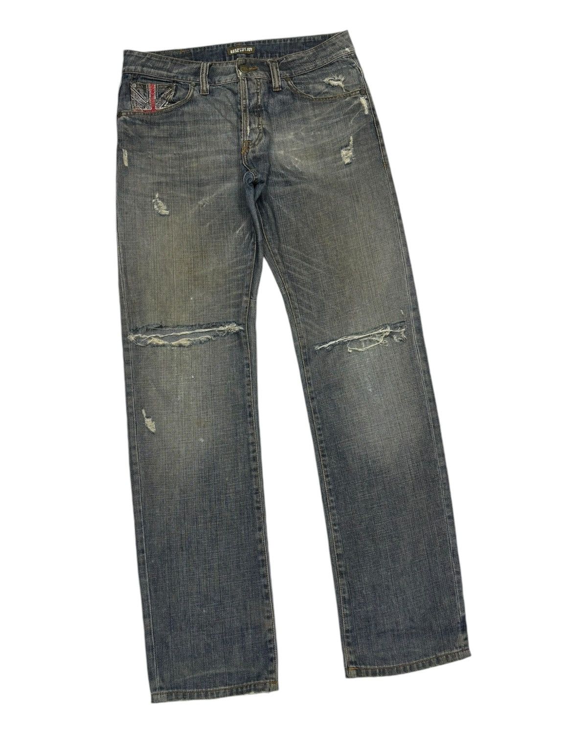 If Six Was Nine 🔥PUNK BRITISH FLAG ABSOLUTE JOY RIPPED DENIM JEANS Size US 33 - 6 Thumbnail
