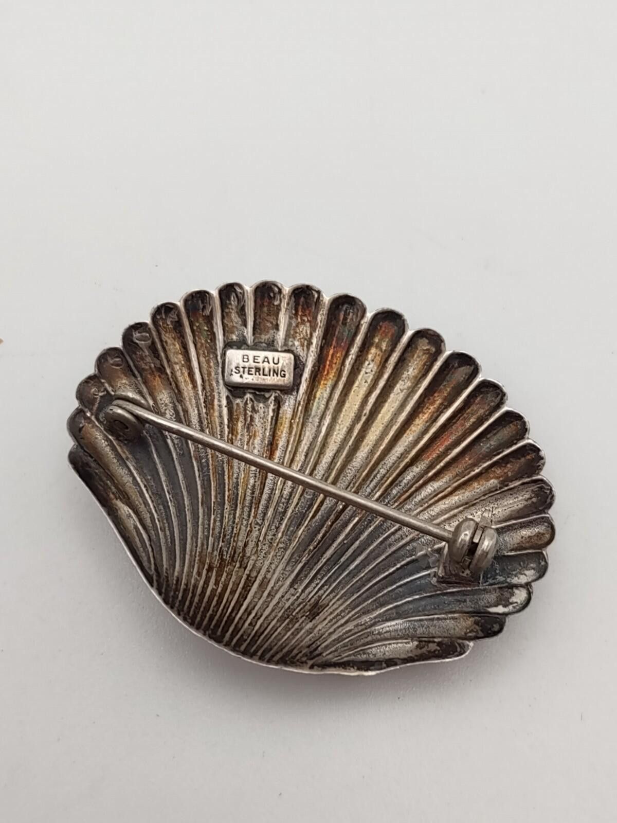 Other Beau Sterling Shell Brooch Vintage Mid Century Pin Size ONE SIZE - 4 Thumbnail