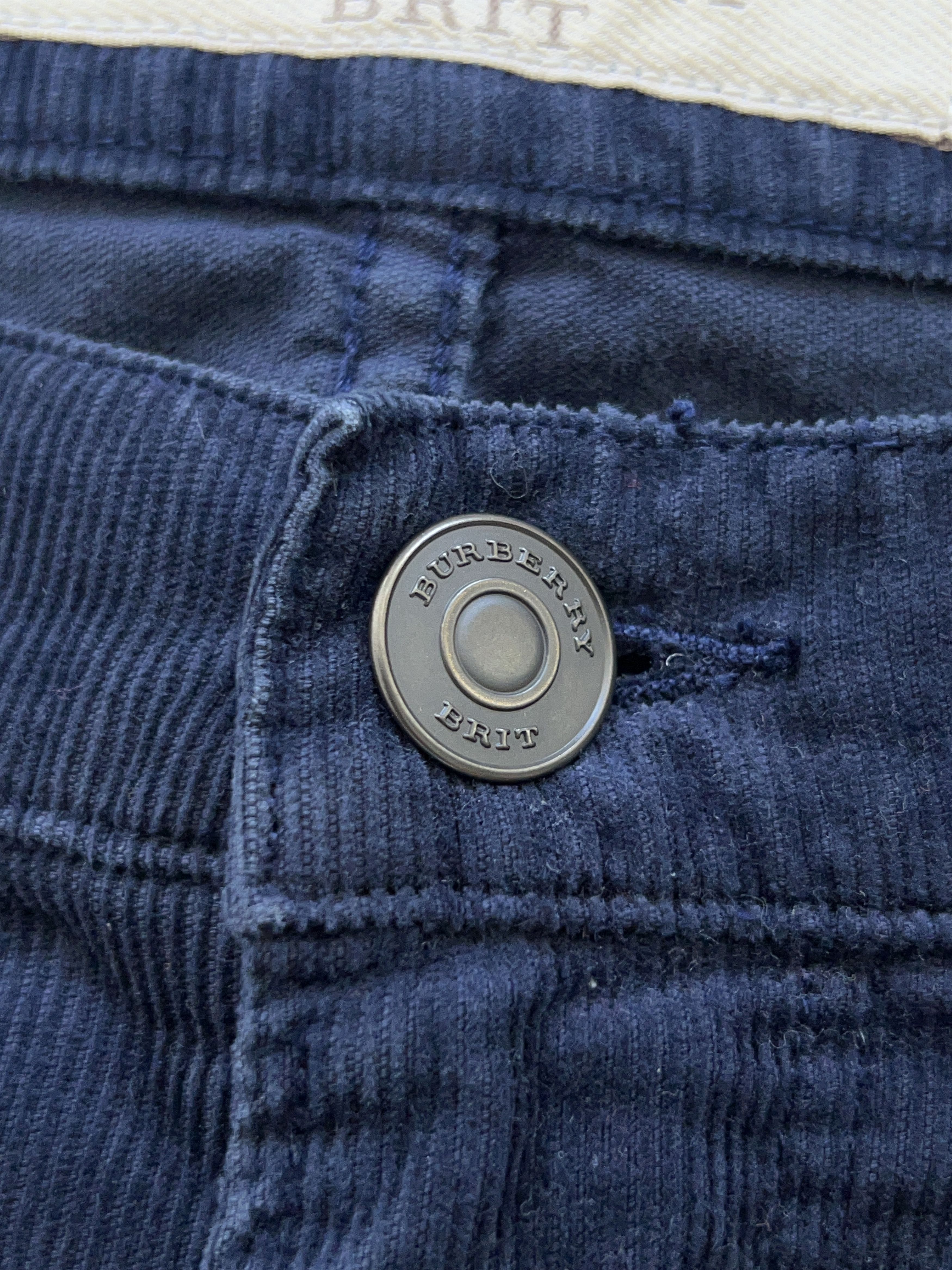 Burberry × Designer Brit Corduroy Chino Pants Trousers Navy Blue Size W35 L34 Size US 35 - 4 Thumbnail