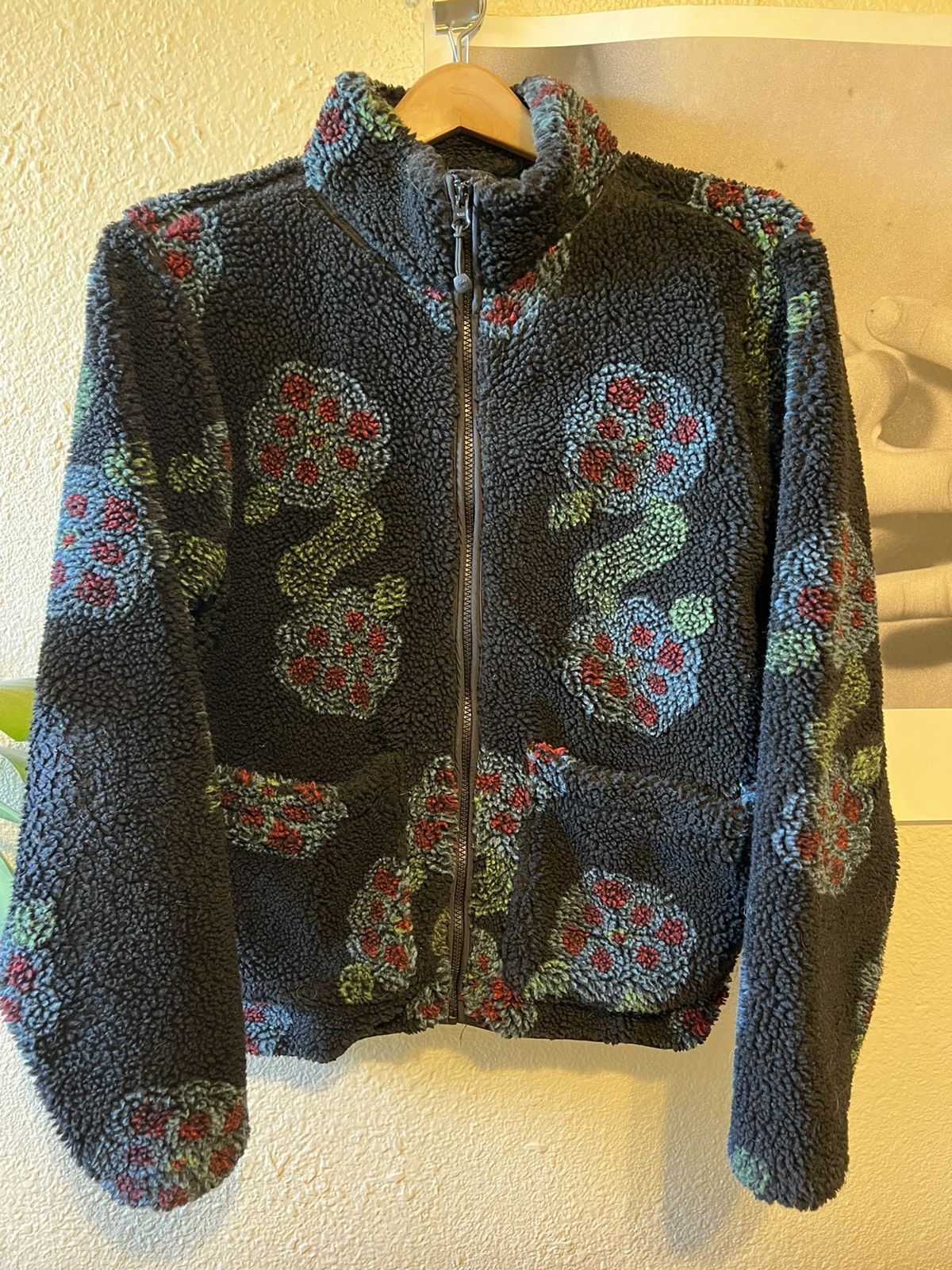 image of Stussy Fleece Sherpa Floral Paisley Size Small in Black, Men's