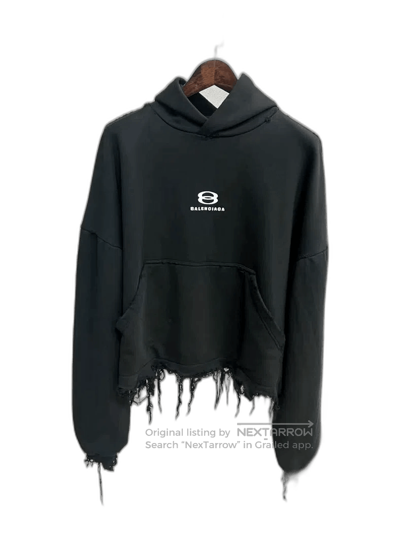 Balenciaga Balenciaga Black Logo Distressed Hoodie. Size US L / EU 52-54 / 3 - 1 Thumbnail