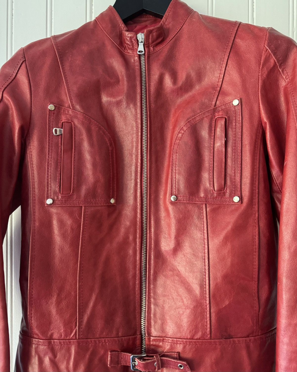 Leather Red Leather Biker Jacket Size US S / EU 44-46 / 1 - 2 Thumbnail
