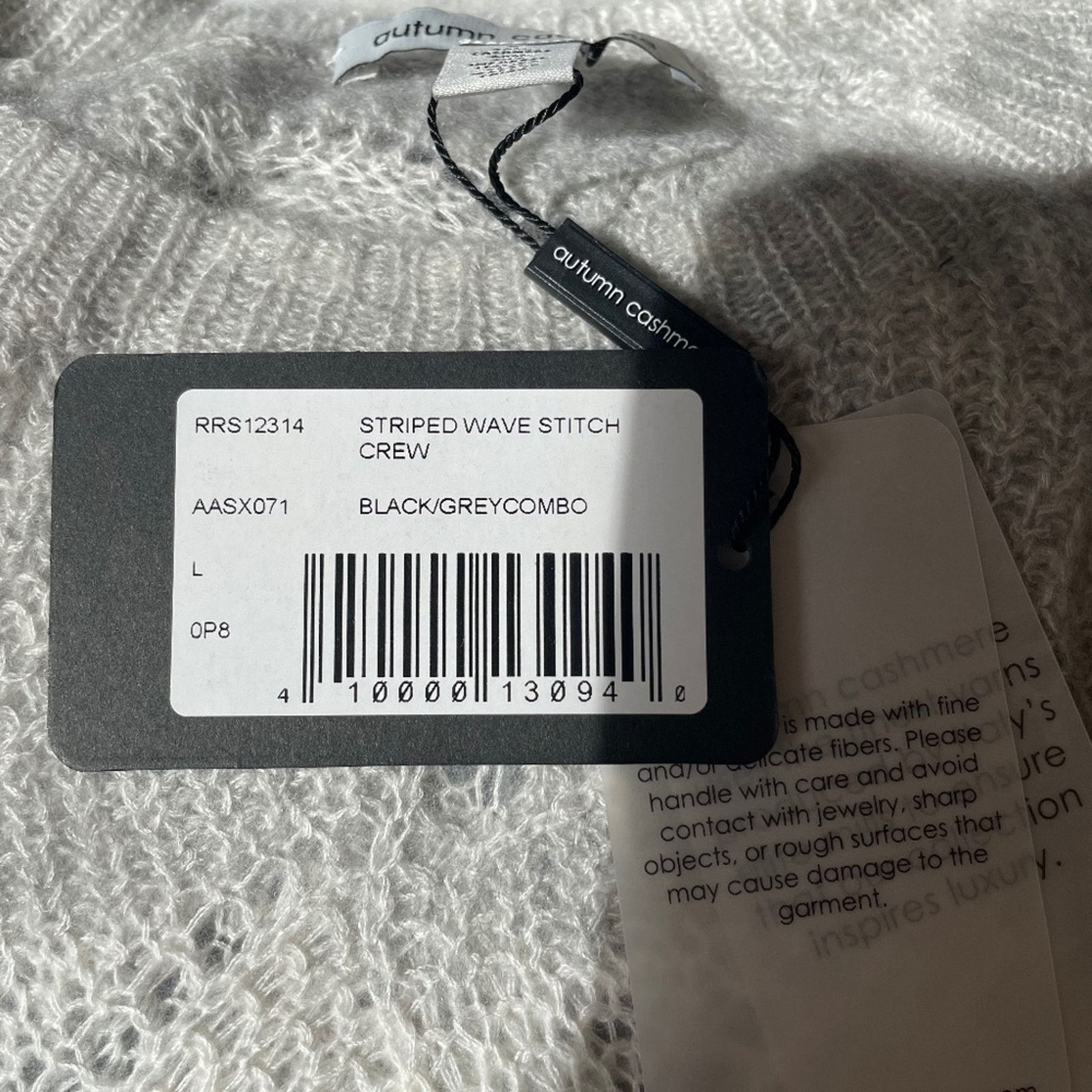 Autumn Cashmere Striped Wave Stitch Cashmere/Silk Sweater - AUTUMN CASHMERE Size L / US 10 / IT 46 - 11 Thumbnail