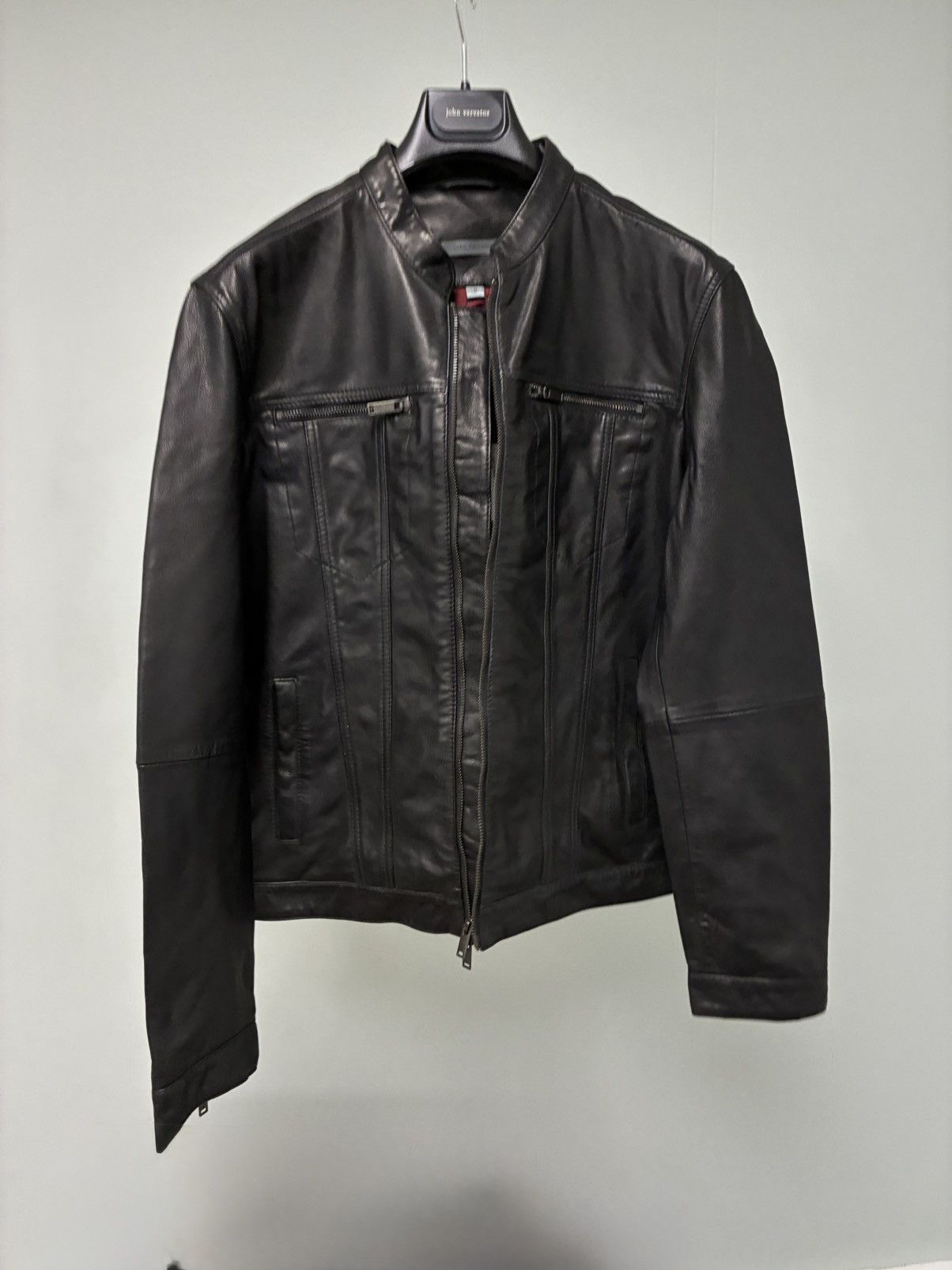 Brando band collar leather jacket. Small