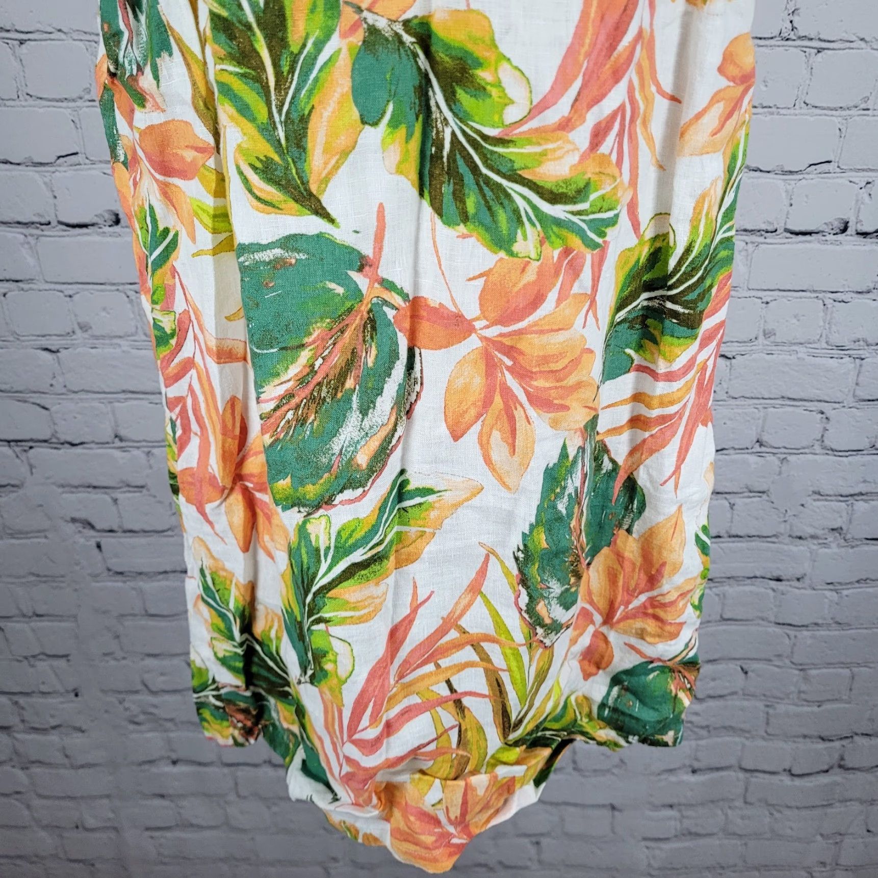 Nicole Miller Nicole Miller Multicolor Linen Leaf Print Flutter Sleeve Shift Dress XS Size XS / US 0-2 / IT 36-38 - 5 Thumbnail