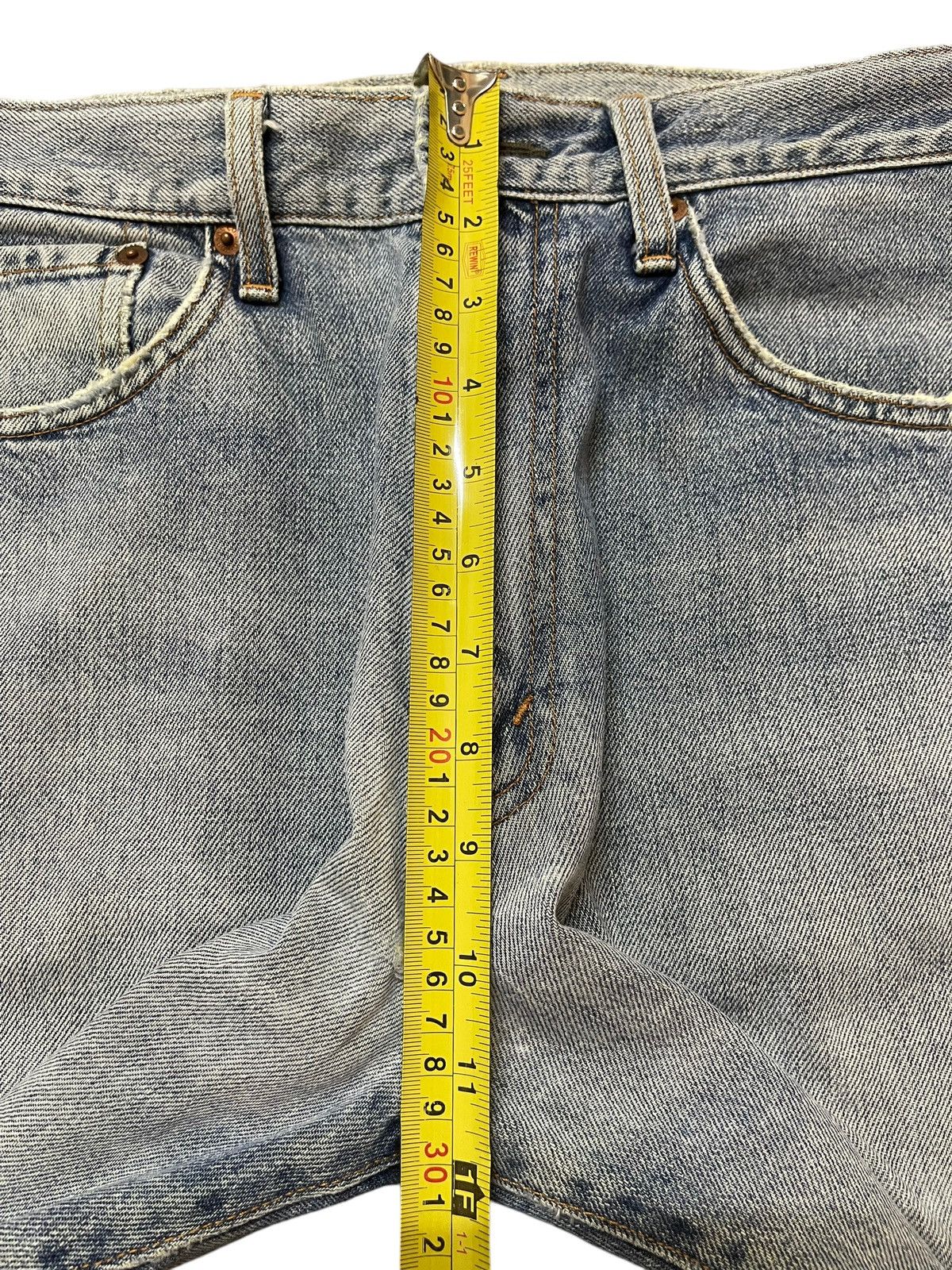 KMRii Vintage Japanese Brand Blue Faded Wash Distress Baggy Jeans Size US 31 - 15 Thumbnail