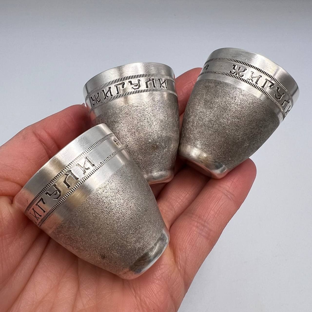Vintage Vintage Silver Plated Set of 6 Vodka Cognac Shot Cups & Tray Size ONE SIZE - 3 Thumbnail
