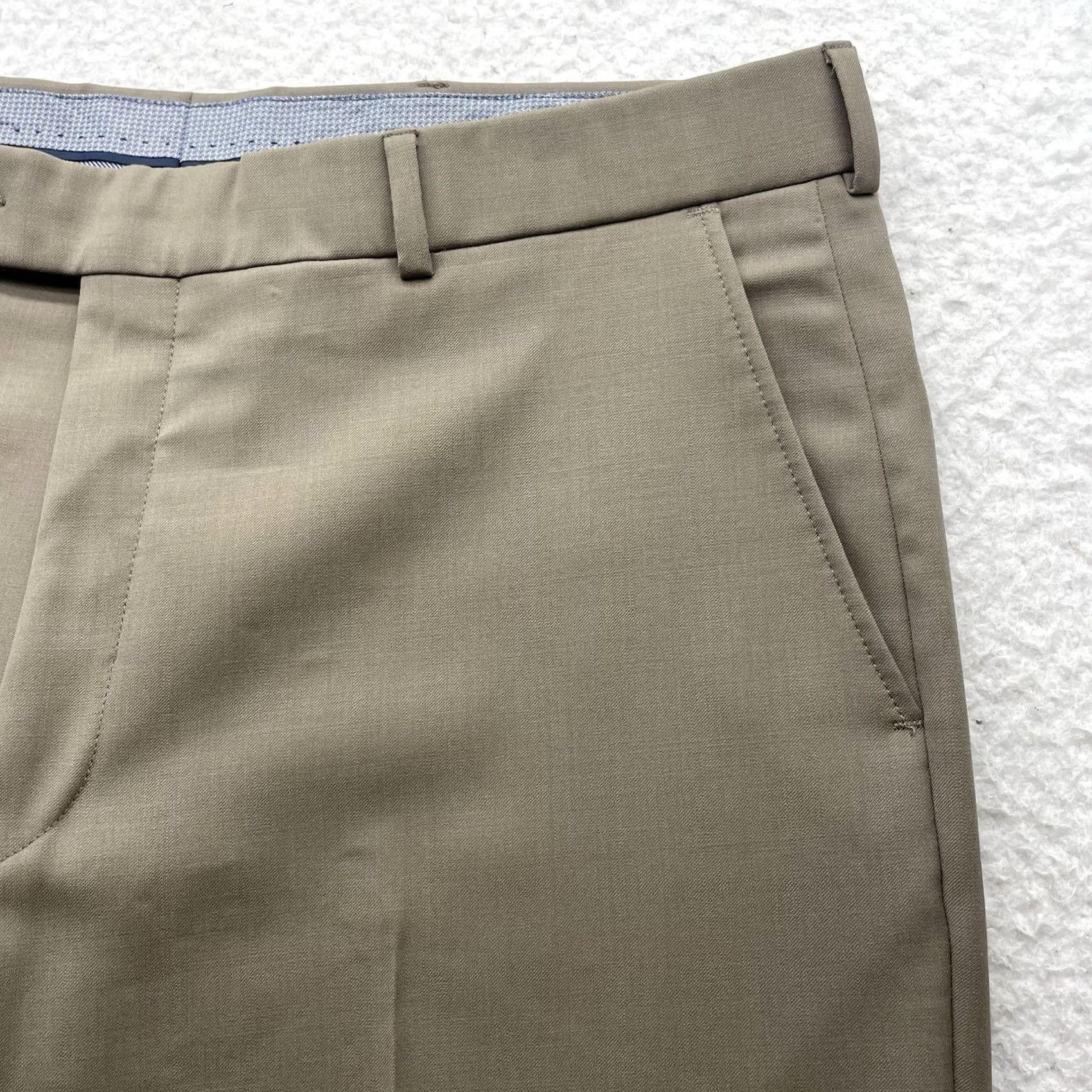 Vintage BALLIN Dress Pants Mens 37x32 Wool Khaki Brown Comfort-EZE Super 120s Size US 37 - 4 Thumbnail