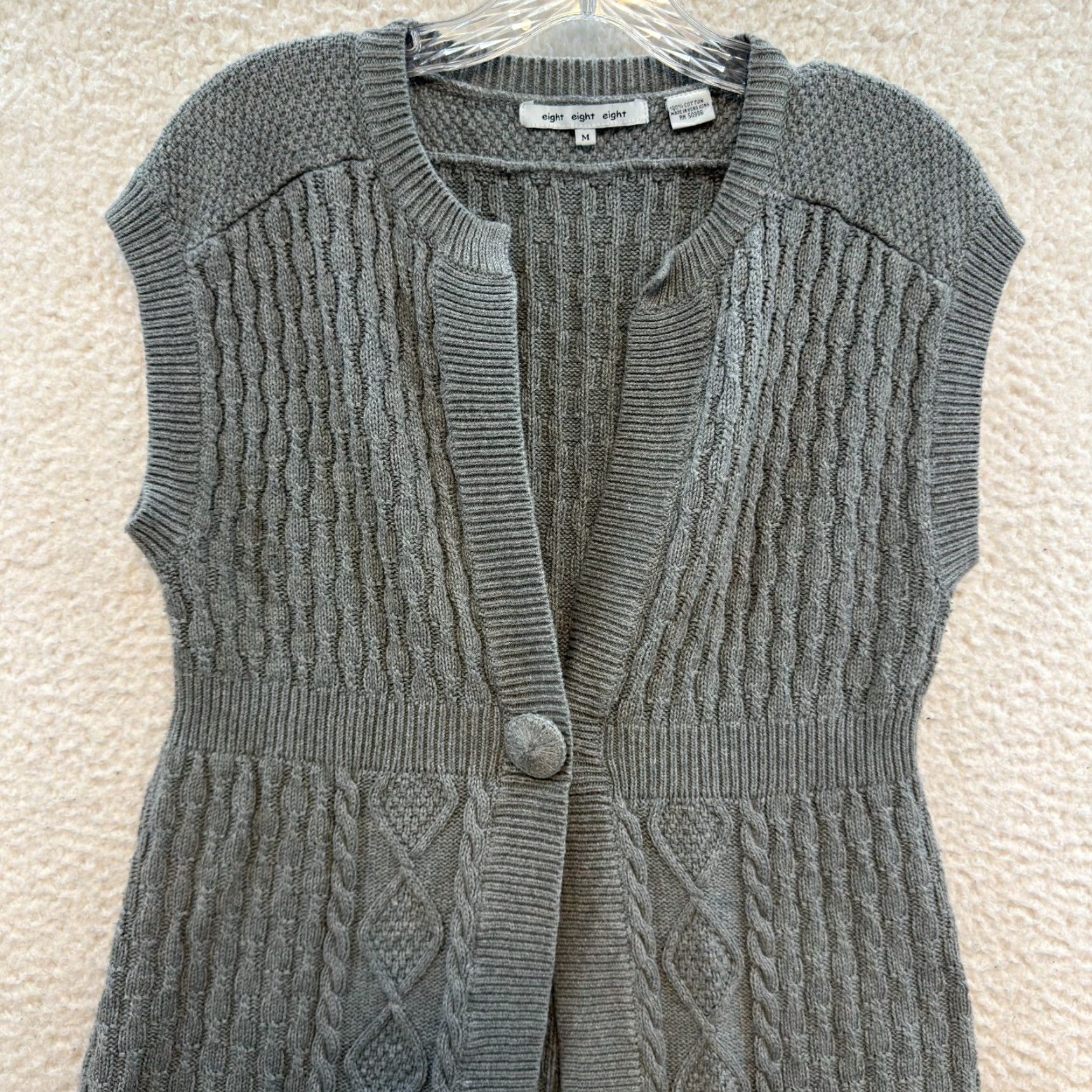 Vintage VINTAGE Y2K Sweater Top Cardigan Long Tunic Cable Knit Grunge Boho M Grey/Cotton Eight Eight Eight Mens Size M / US 6-8 / IT 42-44 - 3 Thumbnail