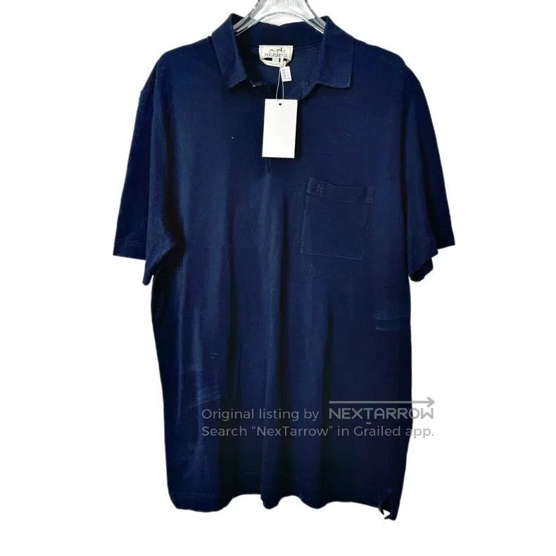 Hermes Hermes Navy Blue Short Sleeve Polo Shirt Size US XL / EU 56 / 4 - 1 Thumbnail