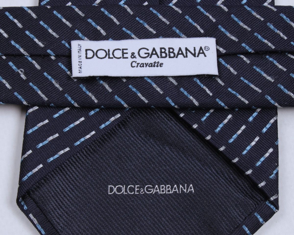 Dolce & Gabbana × Vintage DOLCE & GABBANA Cravatte Vintage Navy Blue Striped Silk Tie Size ONE SIZE - 11 Thumbnail