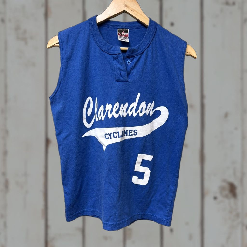 Vintage VINTAGE Alleson Athletic Bintage Clarendon Cyclones Highschool Sports Jersey Shirt Blue Sleeveless Medium Women Plus T-Shirt Size M / US 6-8 / IT 42-44 - 1 Thumbnail