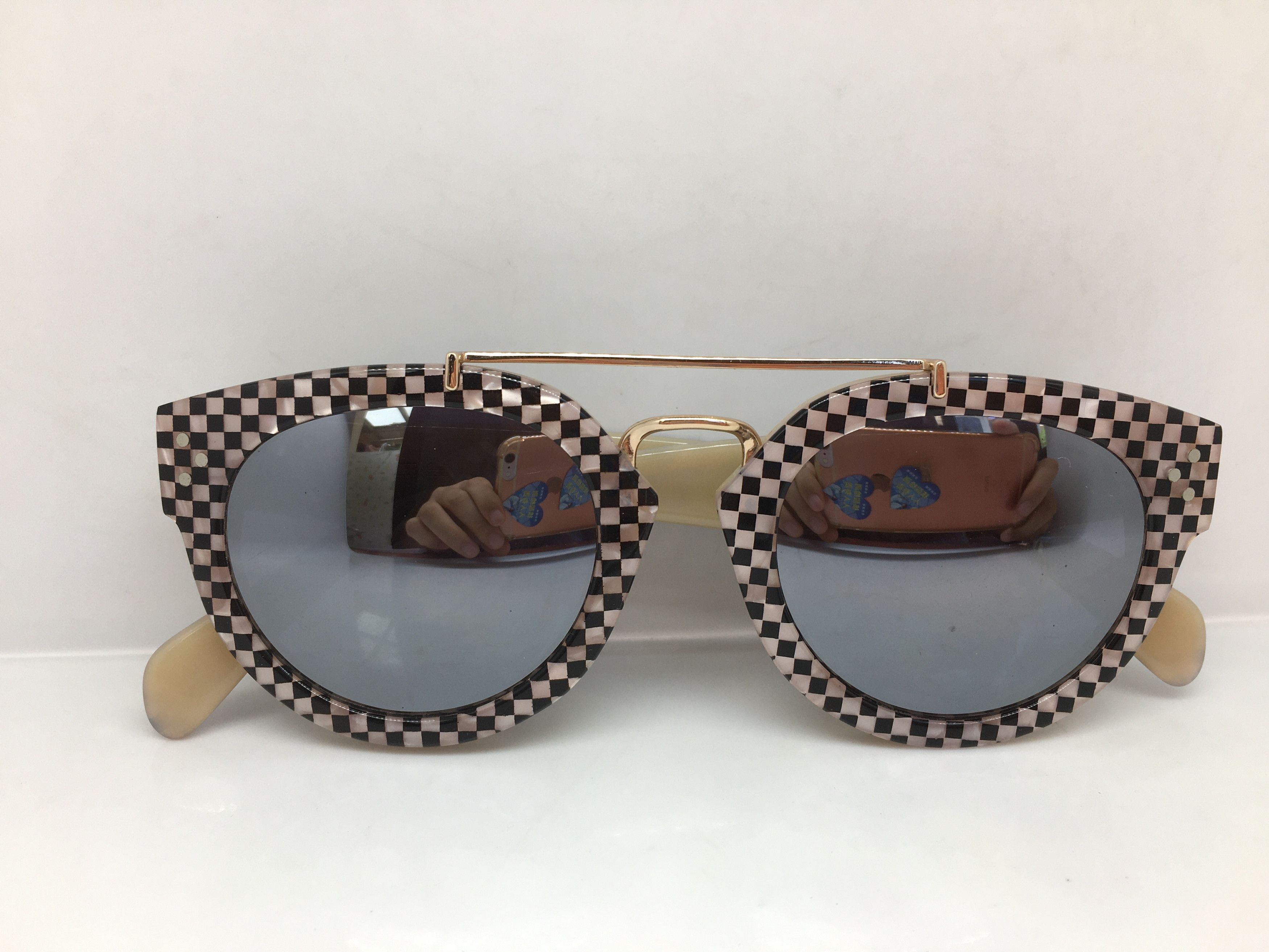 Other EOS Handmade Acetate Brown Black Chequer Sunglasses Frame Size ONE SIZE - 6 Thumbnail