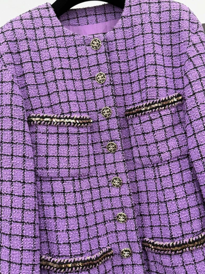 Chanel Chanel 22 spring and summer purple plaid four-pocket knitt Size XXS / US 00 / IT 34 - 2 Thumbnail