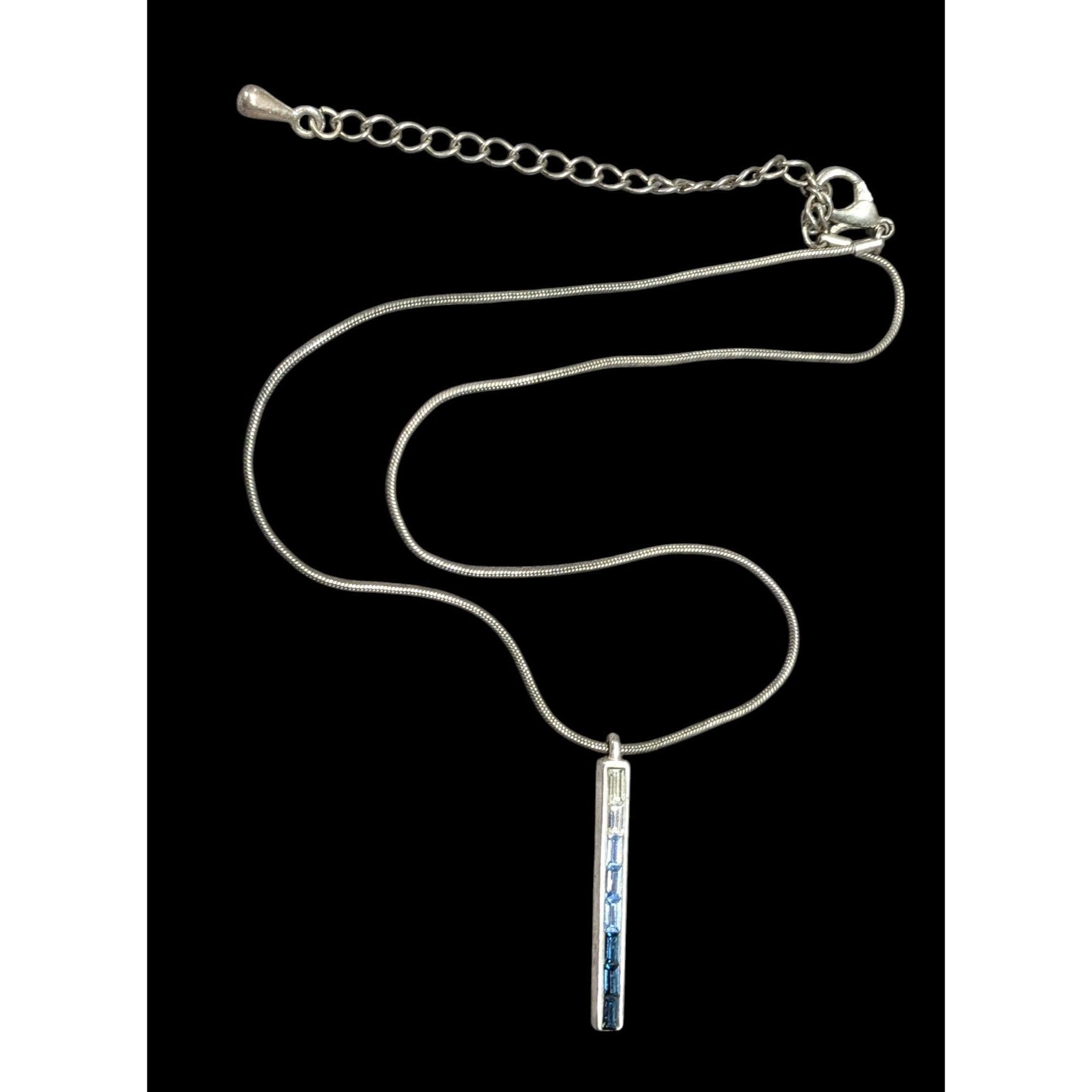 Other Modern Ombre Blue And Silver Tone Gemmed Pillar Necklace Size ONE SIZE - 1 Thumbnail