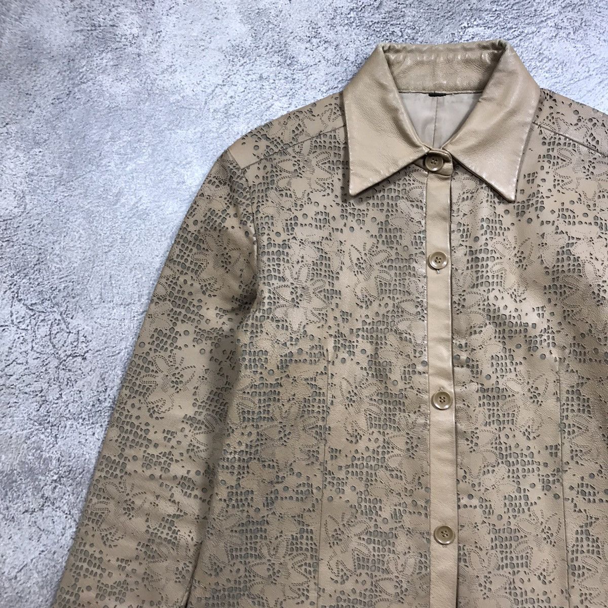 Genuine Leather Vintage 90s Quilted Chore Jacket Tan Workwear Baggy Washed M Size M / US 6-8 / IT 42-44 - 3 Thumbnail