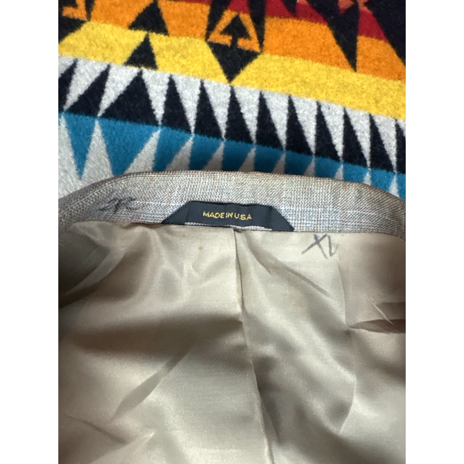 Haggar VINTAGE Haggar Suit Mens 42 2 Piece Blazer Pants 38x30 Brown Checkered Made In USA Gray Wool 90s London Wedding Mens Size 42R - 7 Thumbnail
