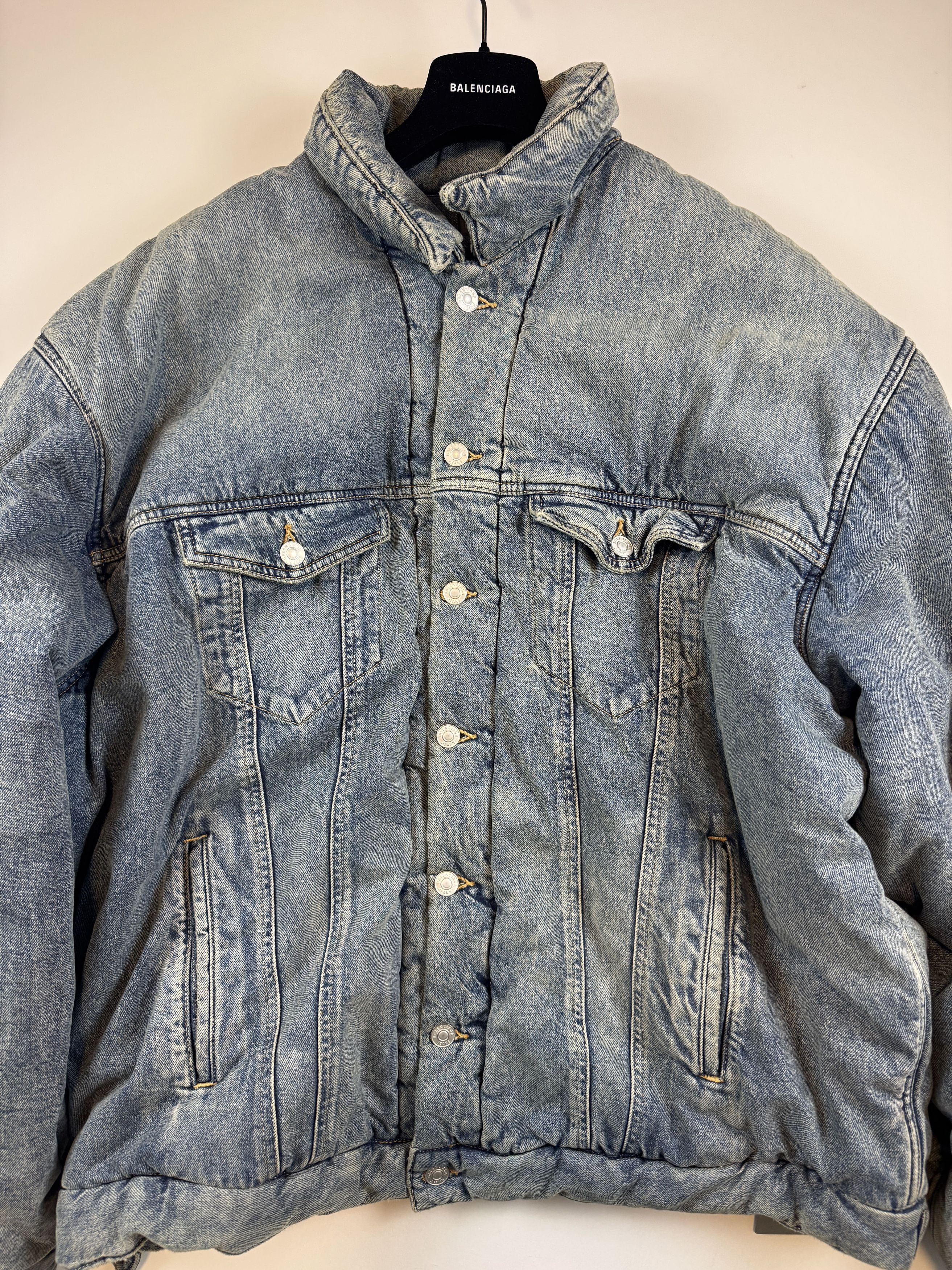 Balenciaga Balenciaga Padded Oversized Denim Jacket Size US S / EU 44-46 / 1 - 3 Thumbnail