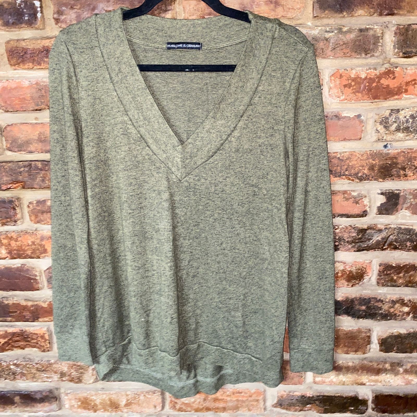 Other Harlowe & Graham Olive Green V-Neck Knit Sweater PM Size M / US 6-8 / IT 42-44 - 1 Thumbnail