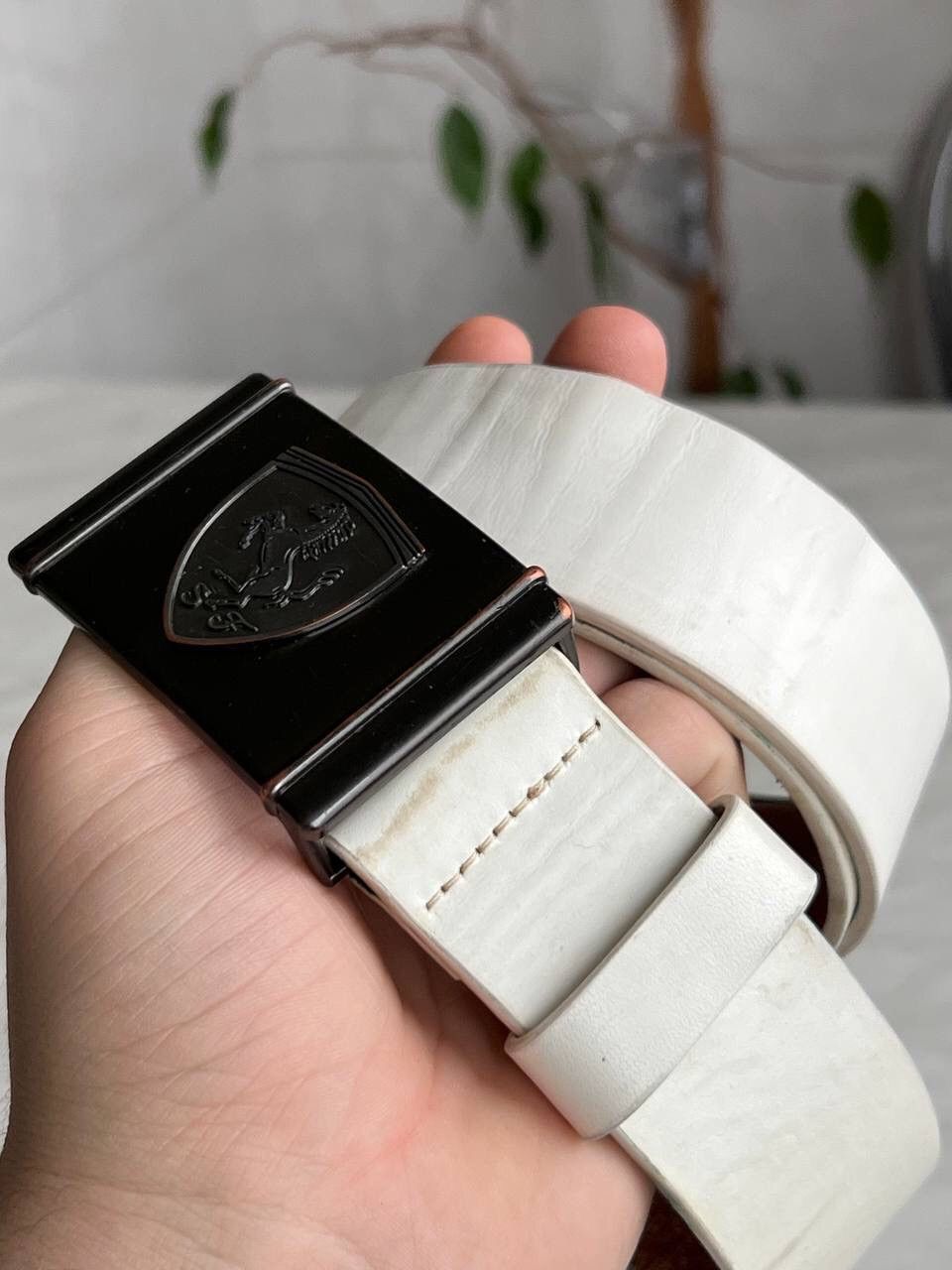 Ferrari × Vintage Vintage Leather Belt Ferrari Logo Y2K Style Size ONE SIZE - 4 Thumbnail