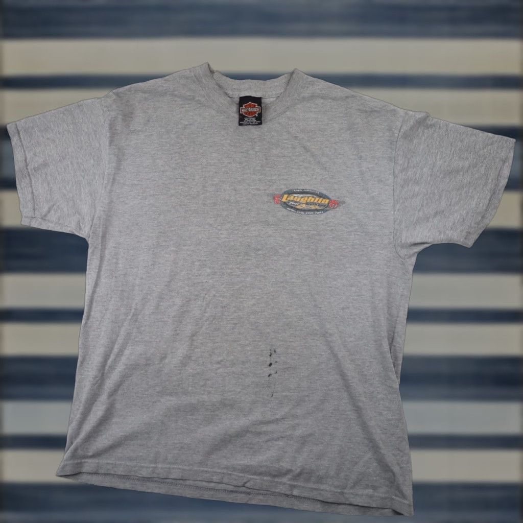 Harley Davidson VINTAGE Harley Davidson T-Shirt Mens Large Gray Laughlin River Run Graphic Size US L / EU 52-54 / 3 - 1 Thumbnail
