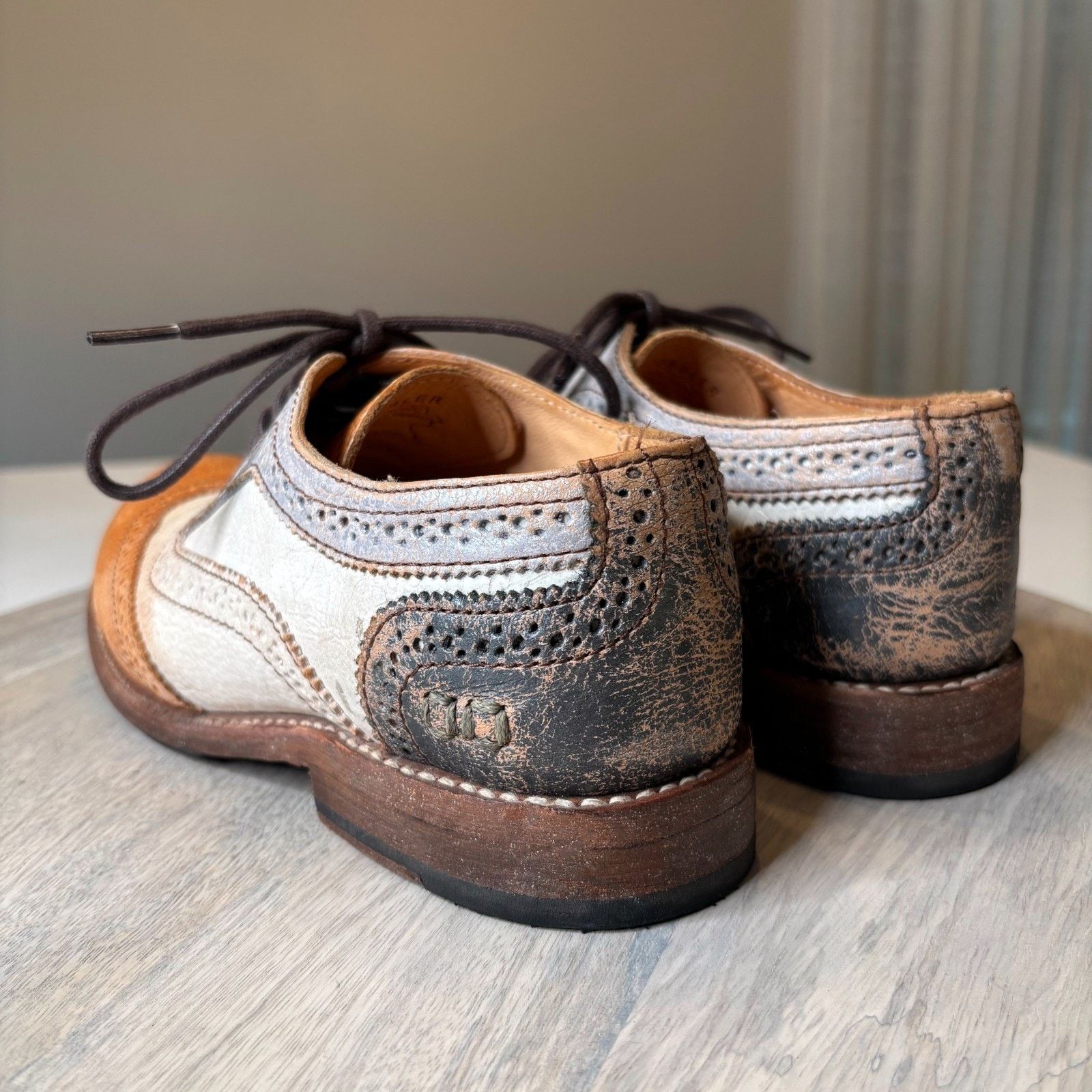 Bed Stu Bed Stu Lita II Oxford Tan Rustic Leather Wingtip Shoes Sz 7 Size US 7 / IT 37 - 6 Thumbnail