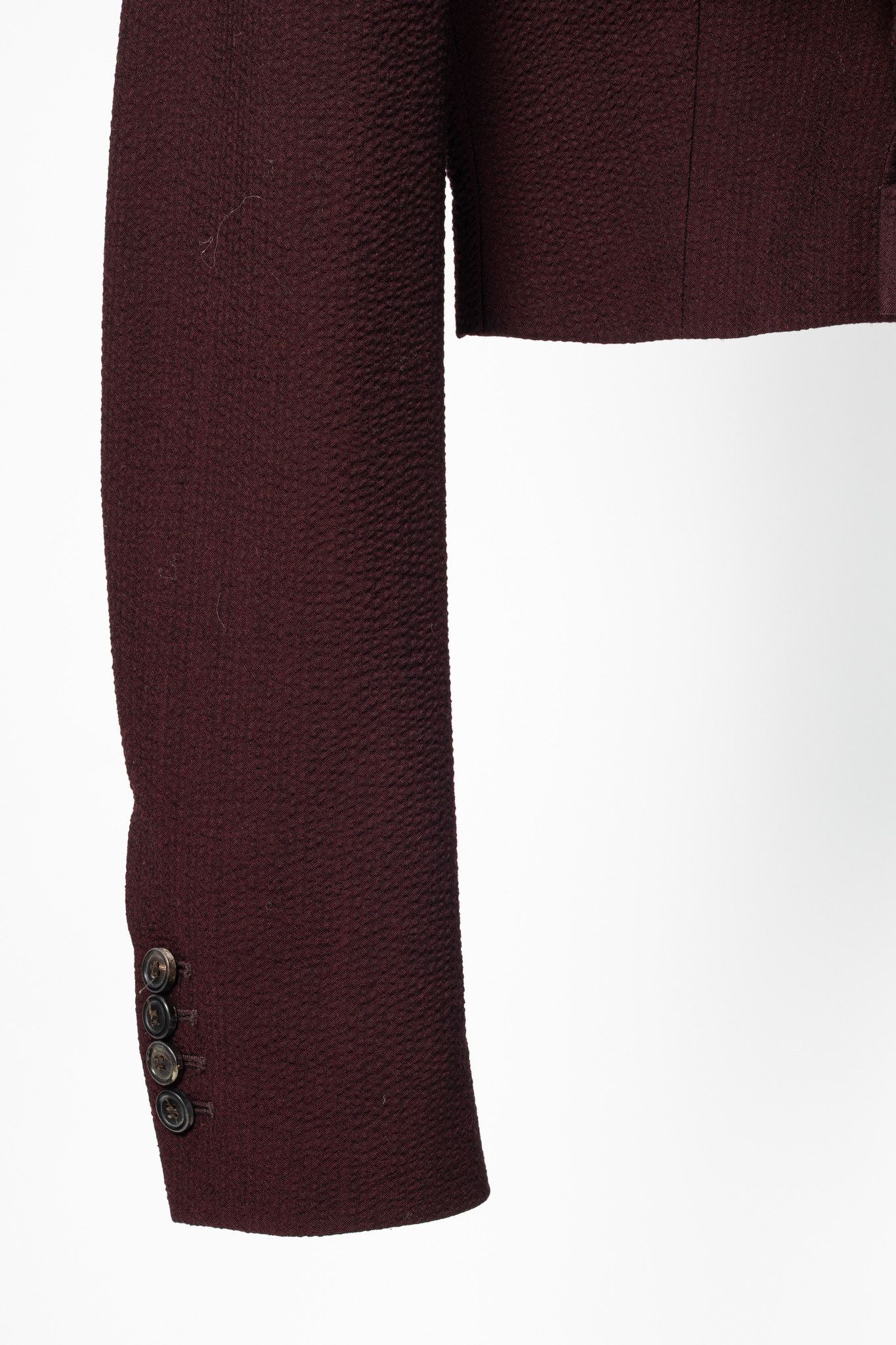 Y/Project Y/PROJECT SS20 Runway Bordeaux Stretch-Wool Cropped Blazer Size XS / US 0-2 / IT 36-38 - 6 Thumbnail