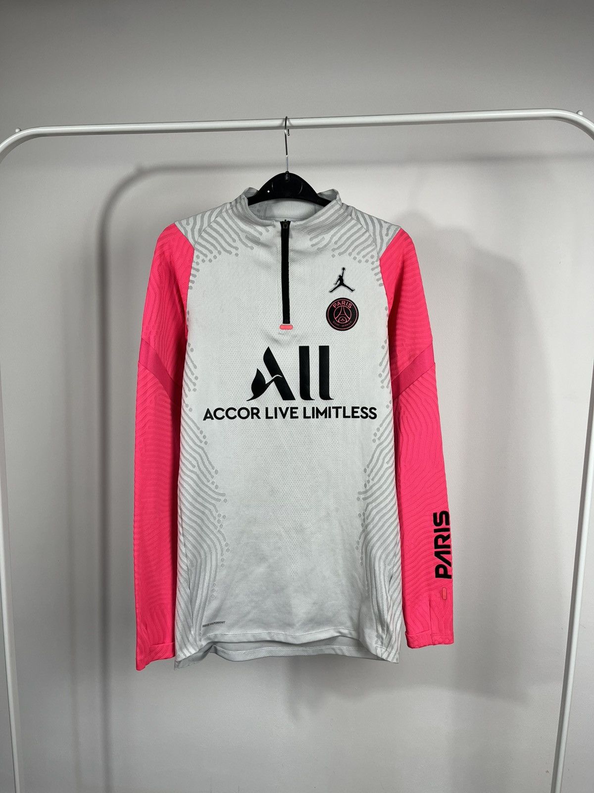 Nike PSG Jordan Vaporknit Drill Top Pink Grey Small CW1384-101 Size US S / EU 44-46 / 1 - 1 Thumbnail