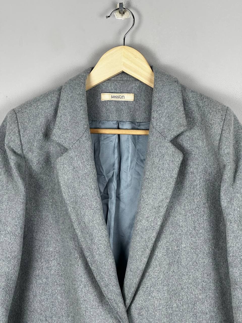 Japanese Brand Luxury Sessun Sky Blue Wool Womans Coat Size XS / US 0-2 / IT 36-38 - 4 Thumbnail