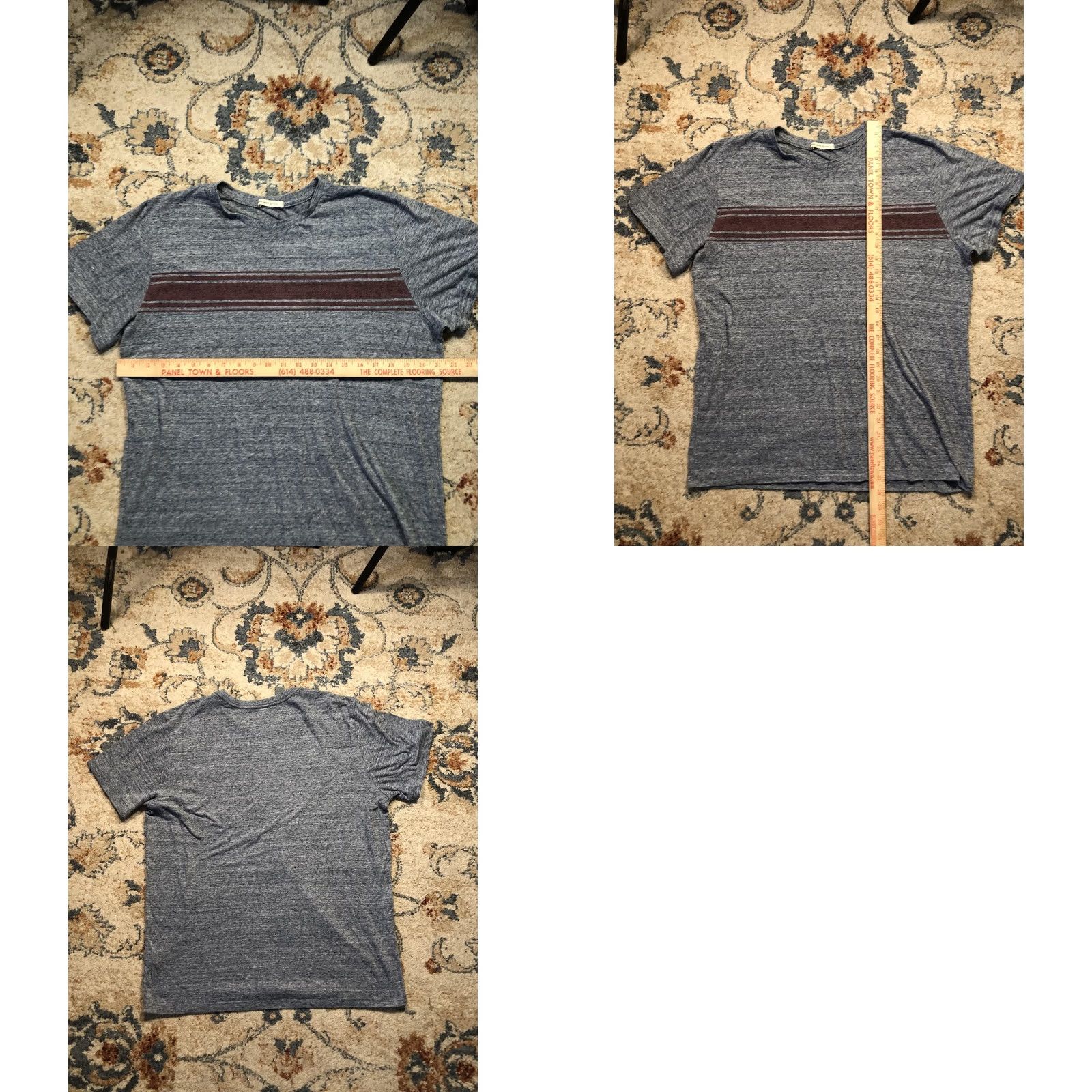 Marine Layer VINTAGE Marine Layer Shirt Mens Large Heather Blue Re-Spun Chest Stripe Crewneck Tee Size US L / EU 52-54 / 3 - 8 Thumbnail