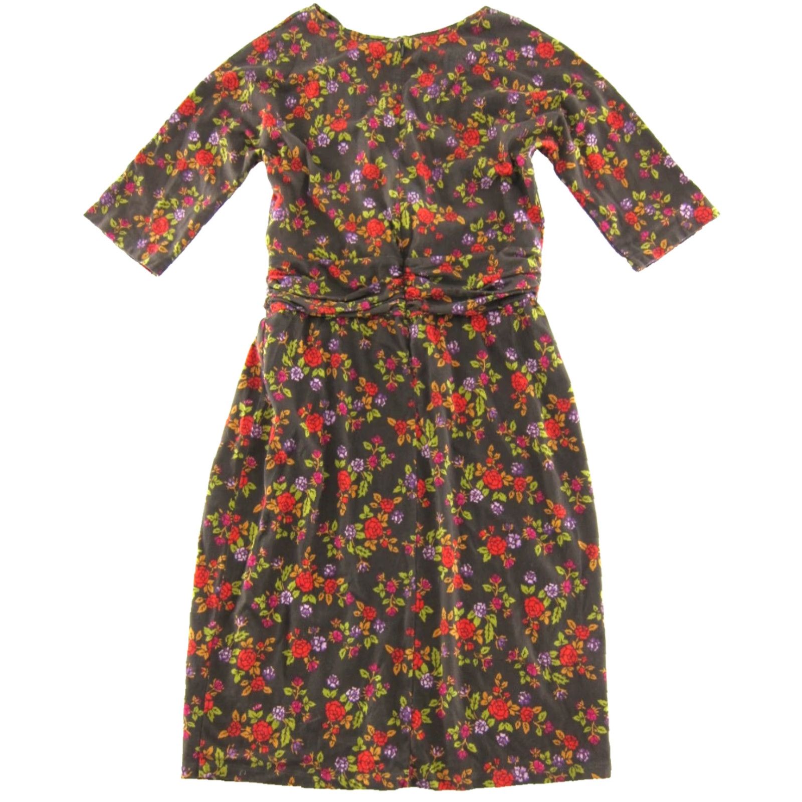 Vintage VTG The J. Peterman Company Brown Red Floral 3/4 Sleeve V-Neck Sheath Dress L Size L / US 10 / IT 46 - 2 Thumbnail