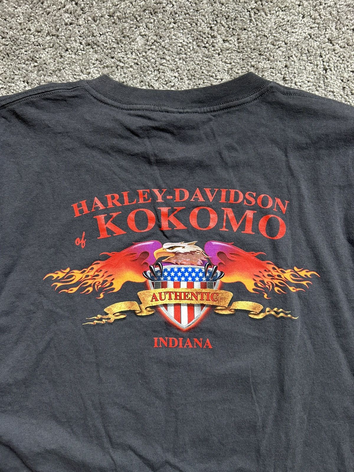 Vintage Vintage Y2K Eagle Wolves Flames Harley Tee Size US XL / EU 56 / 4 - 6 Thumbnail