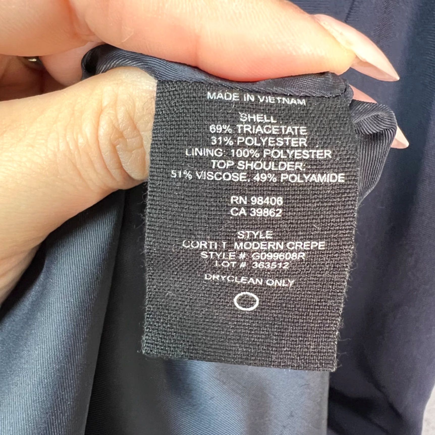 Theory Theory Navy Blue Dress With Lace Sleeves Short Sleeve Polyester Dress Size 0 Womens Pencil Shift Casual Summer Spring Fall Womens Size XS / US 0-2 / IT 36-38 - 4 Thumbnail