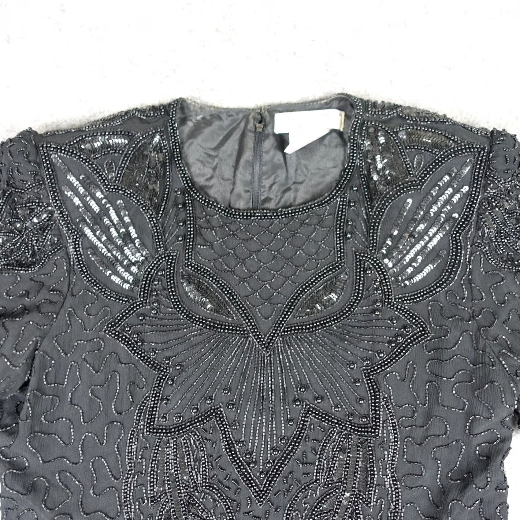 Adrianna Papell VINTAGE Adrianna Papell Dress Womens 12 Silk Beaded Sequin Evening Gown 90s VTG Size XL / US 12-14 / IT 48-50 - 2 Thumbnail