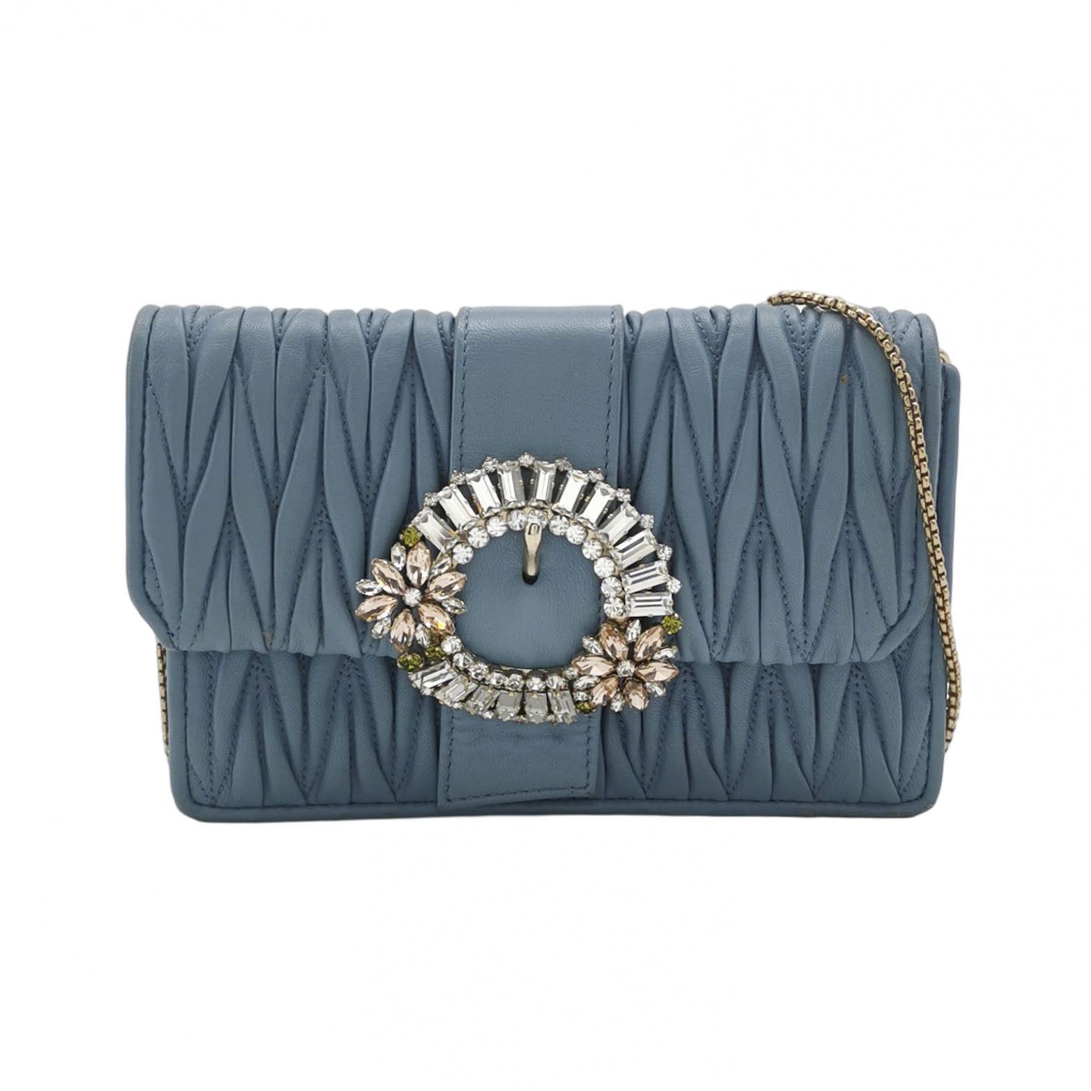 Miu Miu Miu Miu Lady Blue Matelassé Crystal Shoulder Bag Size ONE SIZE - 1 Thumbnail