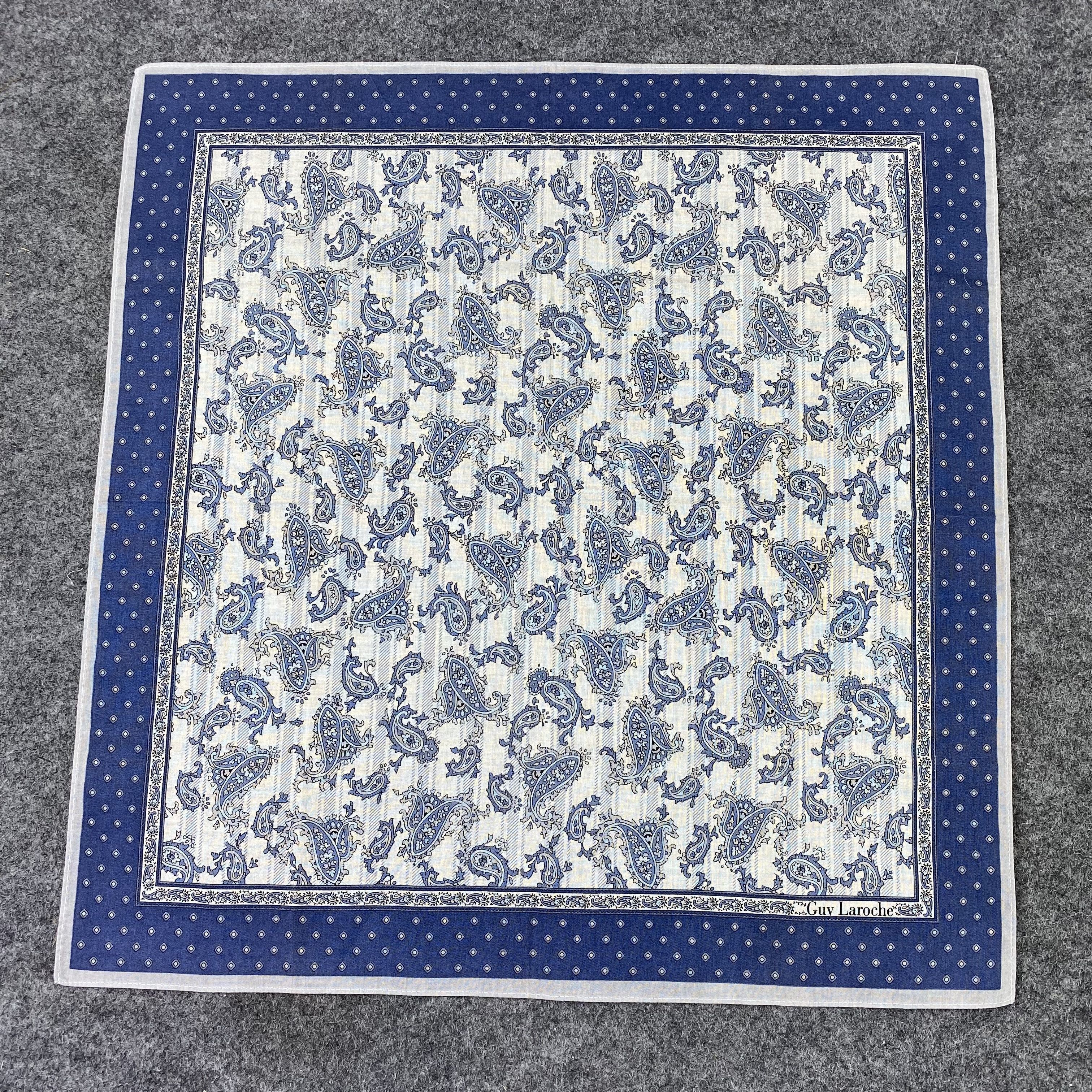 Guy Laroche × Vintage Guy Laroche Paislee Handkerchief Neckerchief Bandana -B618 Size ONE SIZE - 3 Thumbnail