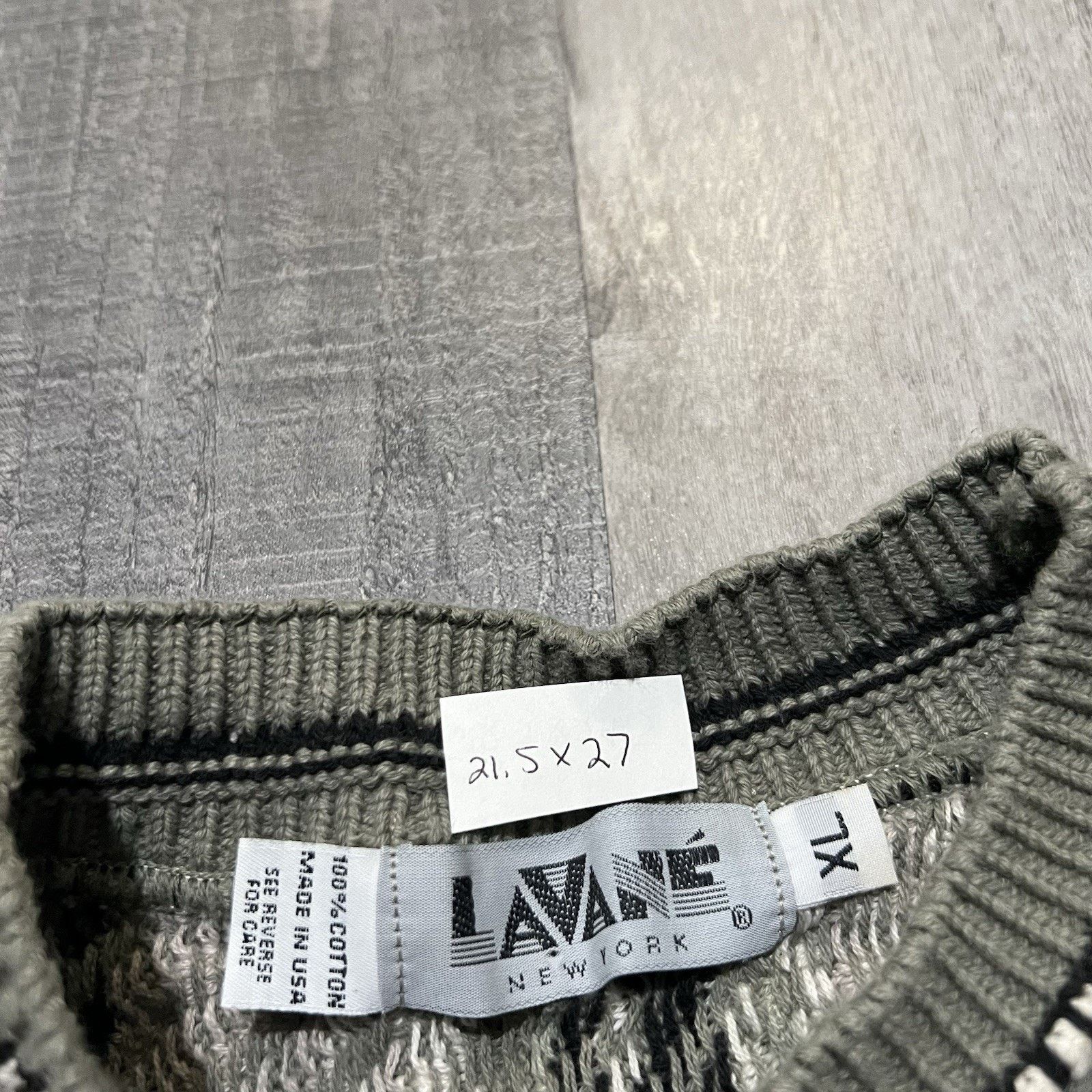 Lavane VTG Lavane Cotton Knit Textured Beige/Grey Sweater 90s USA Size US XL / EU 56 / 4 - 4 Thumbnail