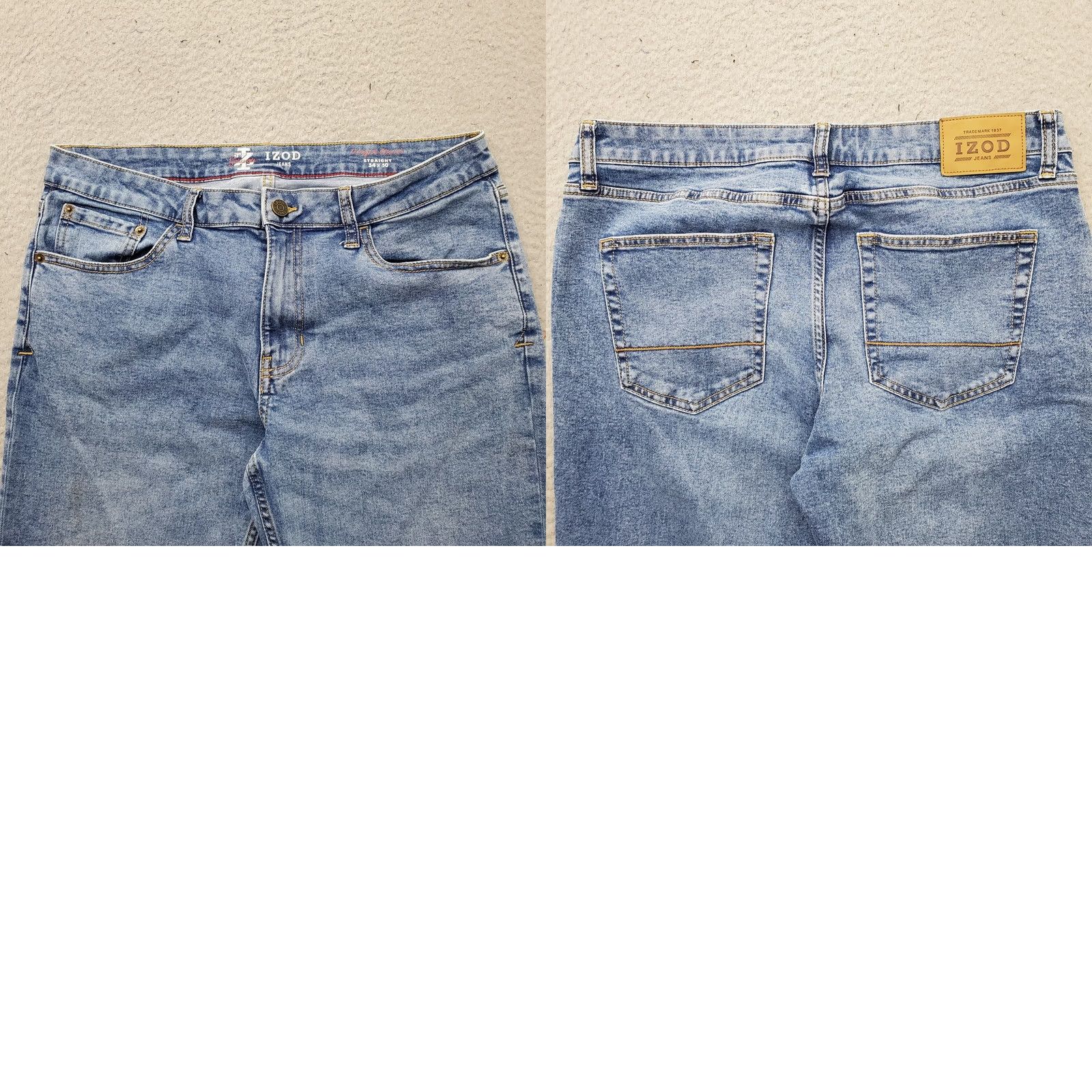 Izod IZOD Jeans Mens 34 Mens Size 34 Denim Saltwater Stretch Straight Streetwear Blue Color 5-Pocket Design Regular Fit Jeans Size US 34 / EU 50 - 9 Thumbnail