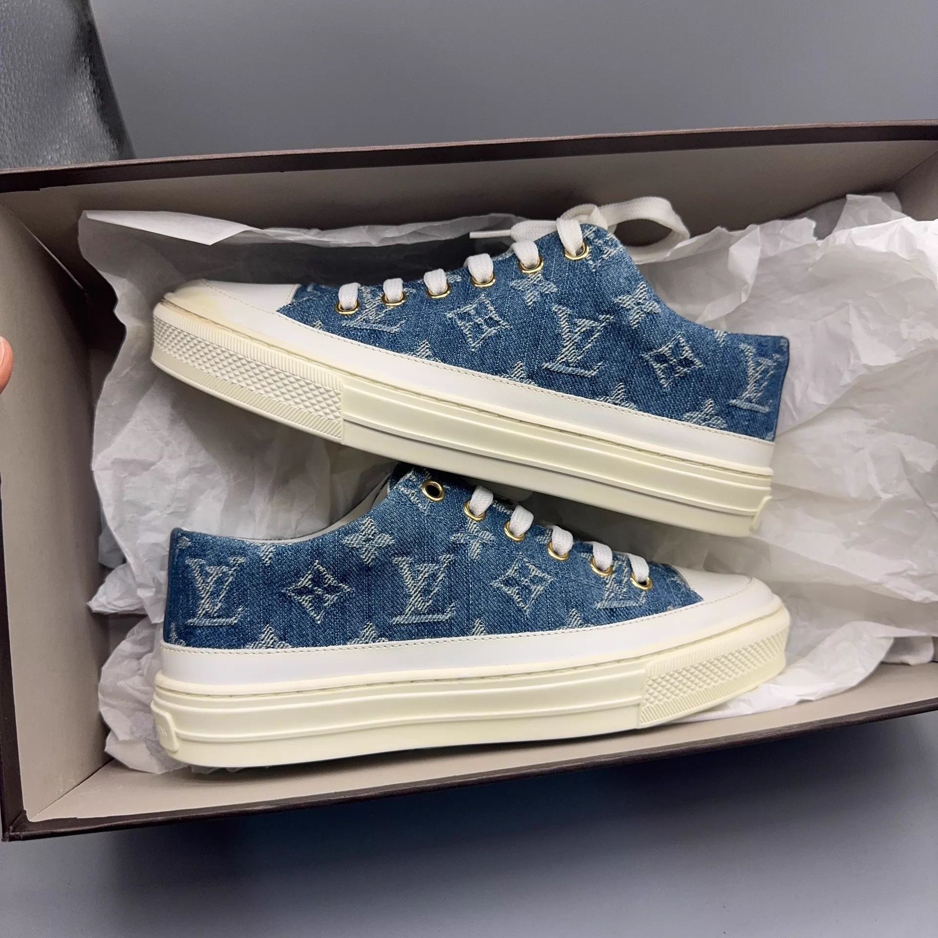 Louis Vuitton Louis Vuitton Stellar Denim Blue Sneakers Size US 5 / IT 35 - 5 Thumbnail