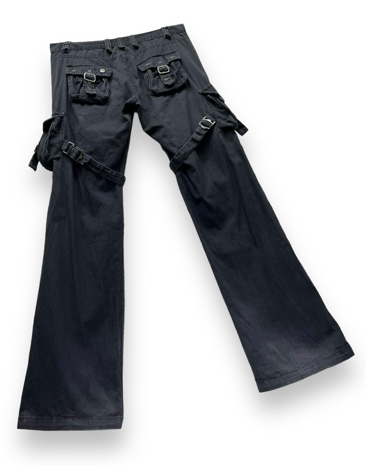 Seditionaries 🔥BIKE STAR Punk Bondage Cargo Double Knee Faded Black Flare Size US 32 / EU 48 - 6 Thumbnail