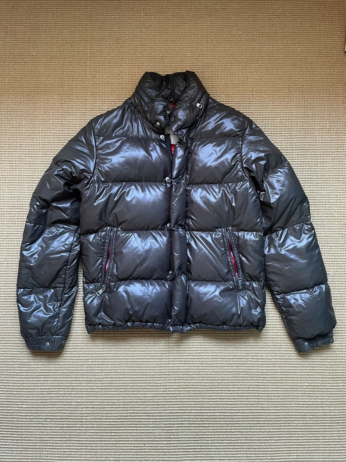 image of Moncler Short Down Jacket in Brown, Men's (Size Small)