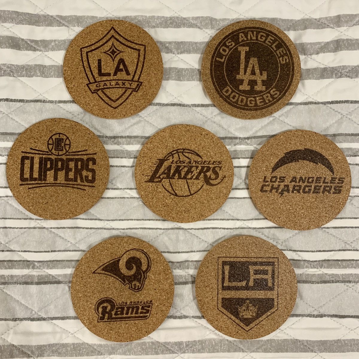 Laser Engraved Wisconsin Sports Teams Cork Coasters 